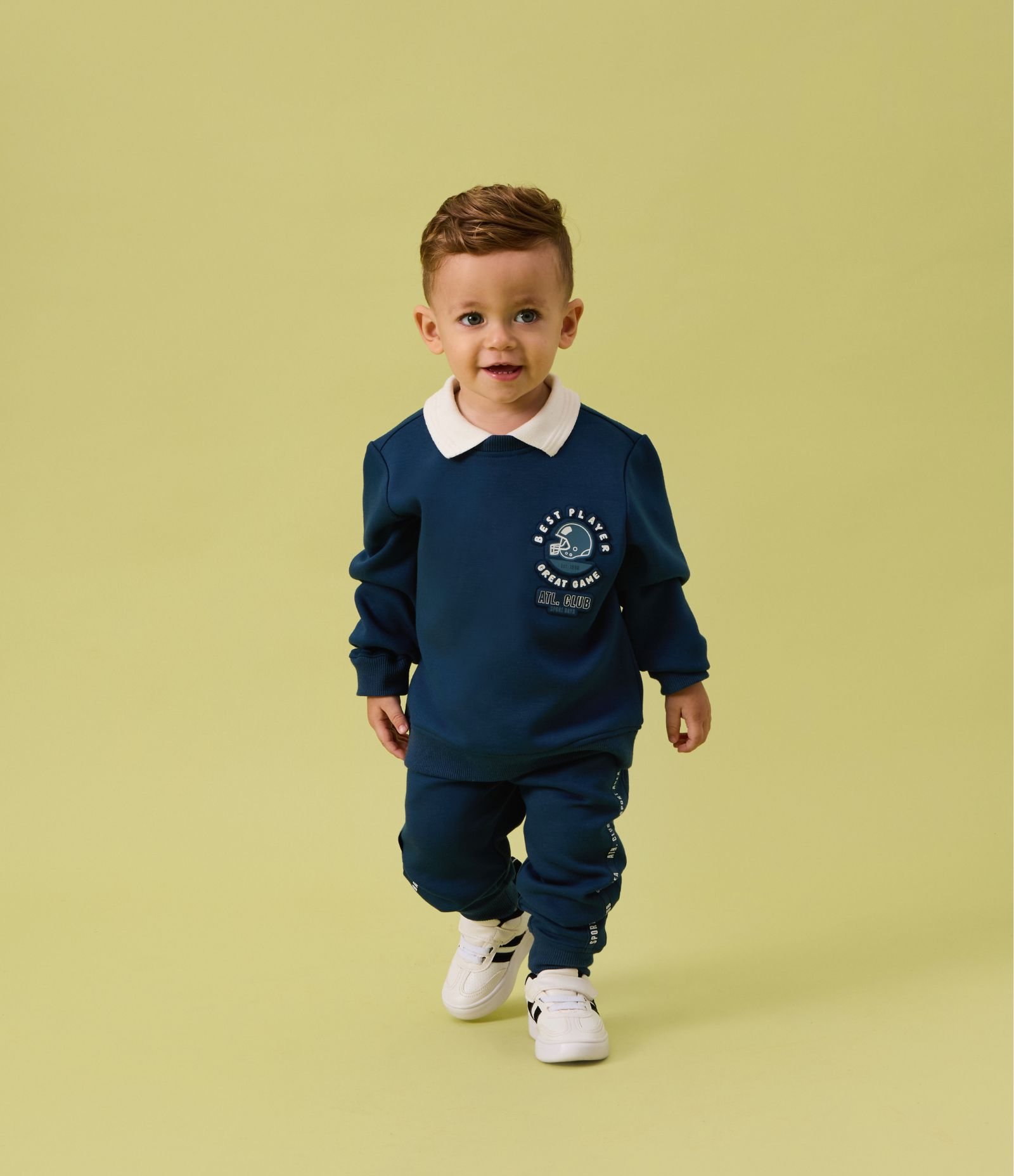 Conjunto Infantil Moletom College com Estampa Embossed - Tam 1 a 6 Anos Azul Marinho 1