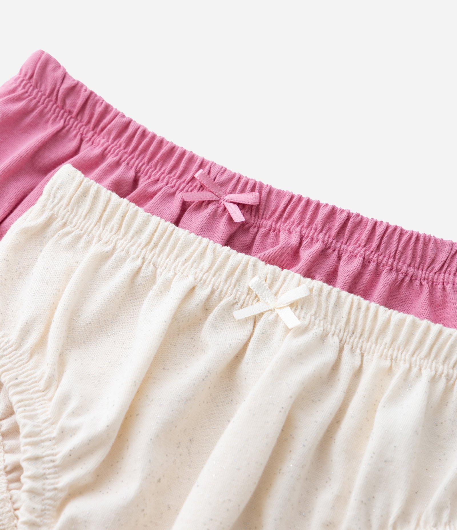 Kit 02 Calcinhas Infantis com Lacinho - Tam 0 a 12 Meses Rosa/Creme 5