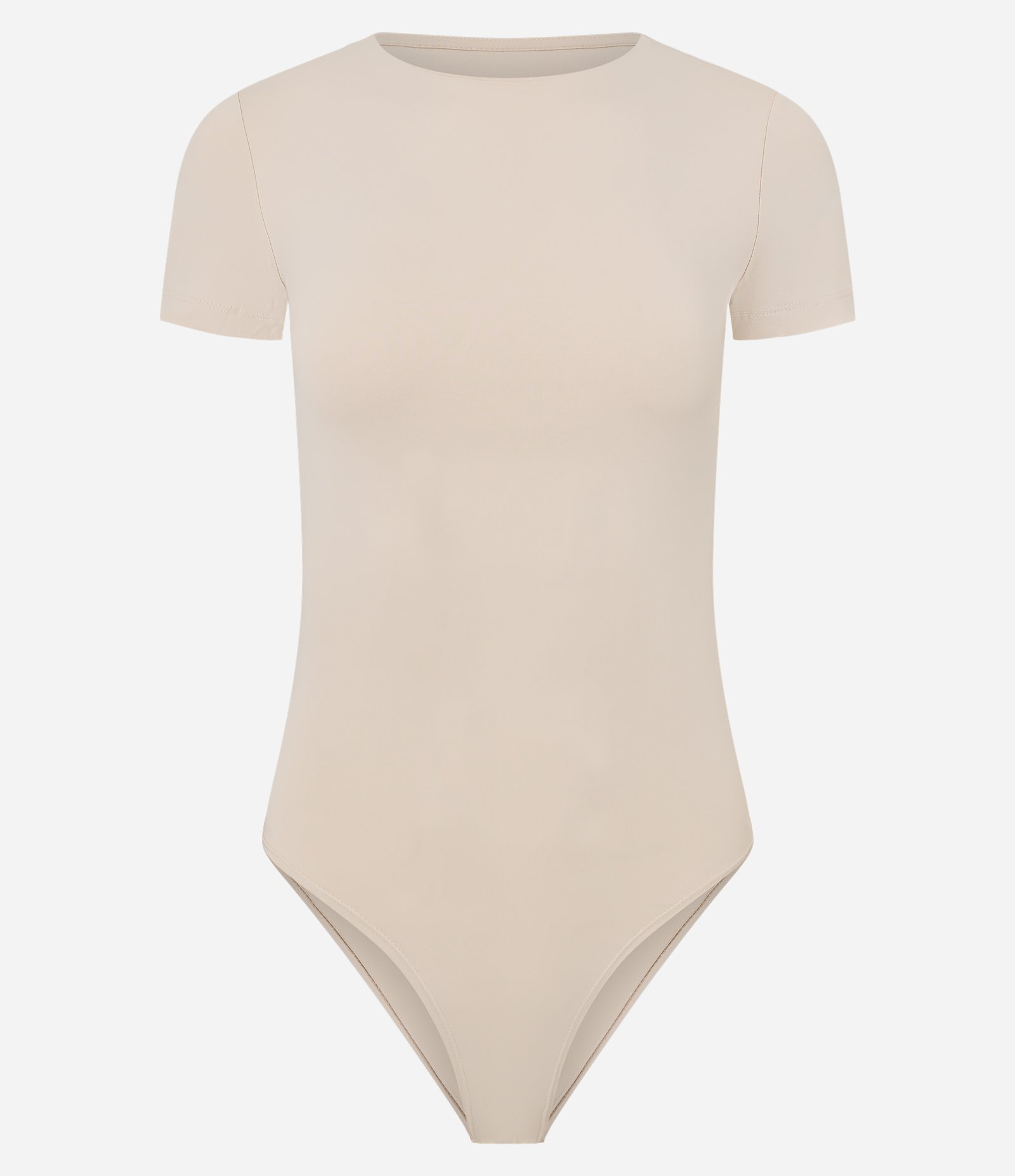 Body Básico em Poliamida com Mangas Curtas Areia 1