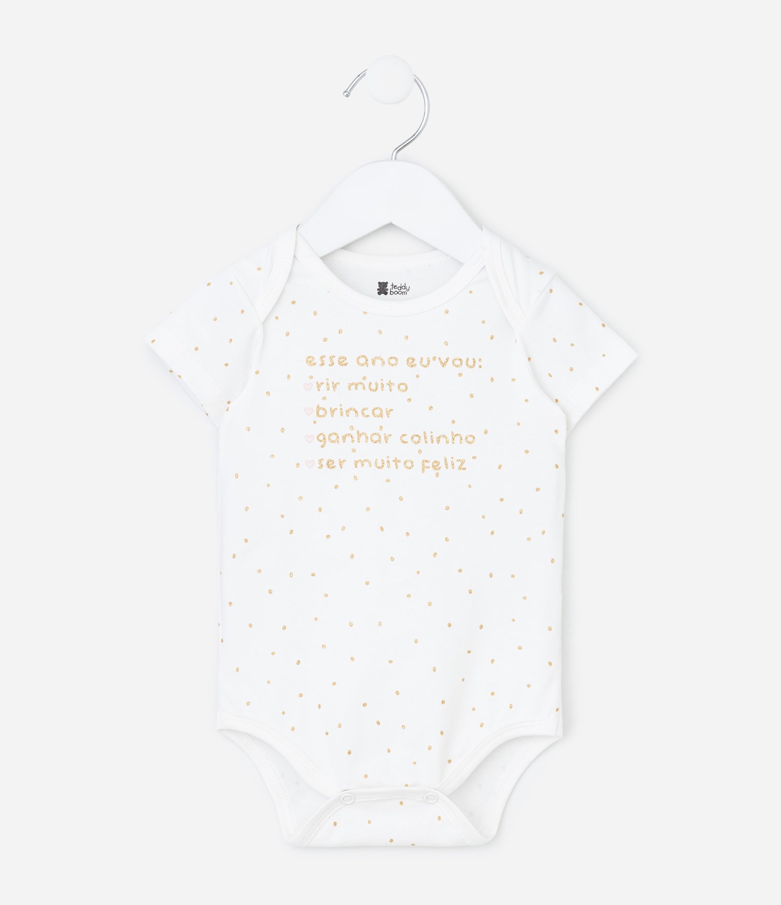 Body Infantil com Frases Ano Novo - Tam 0 a 18 Meses Branco 1