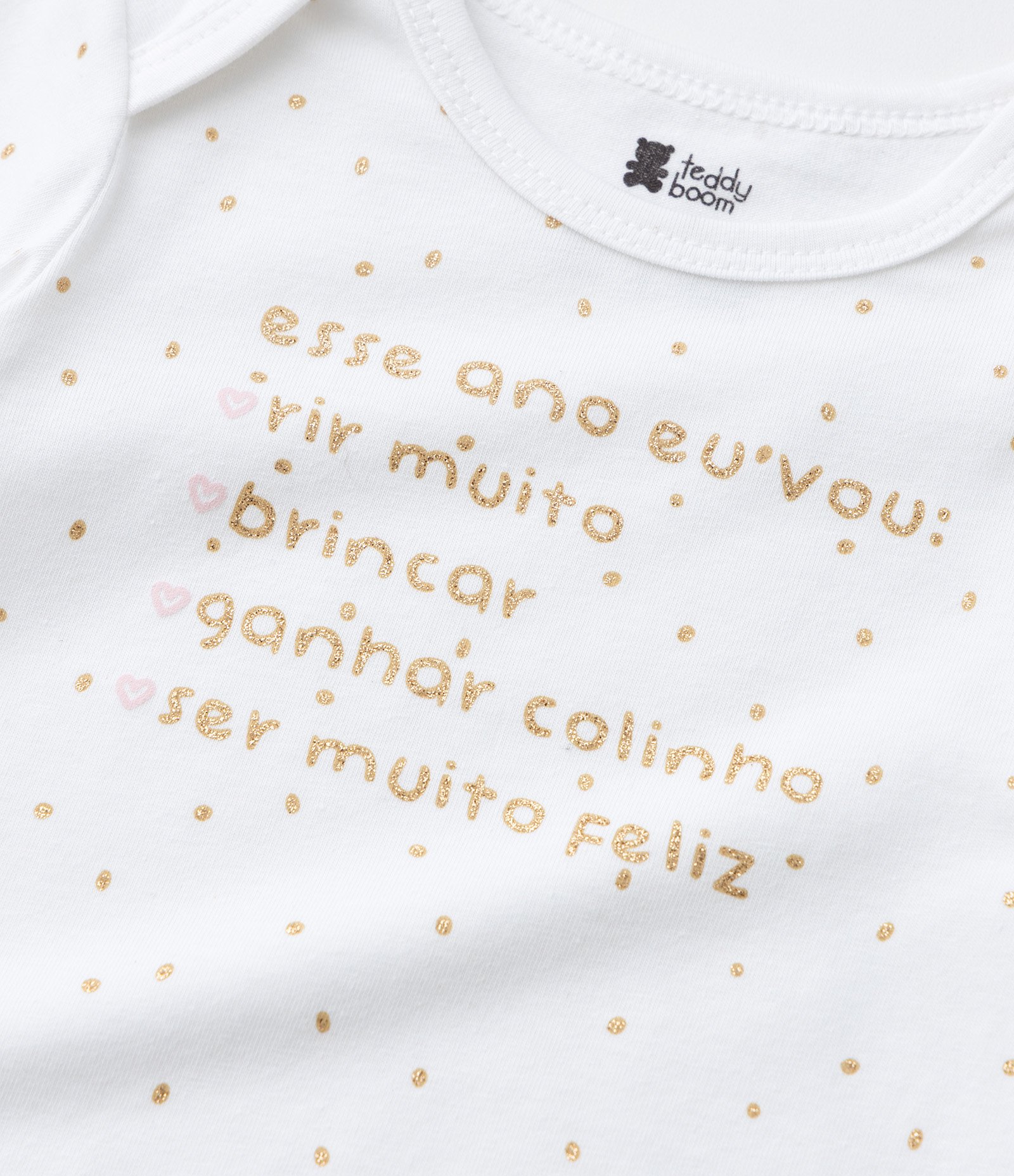 Body Infantil com Frases Ano Novo - Tam 0 a 18 Meses Branco 6