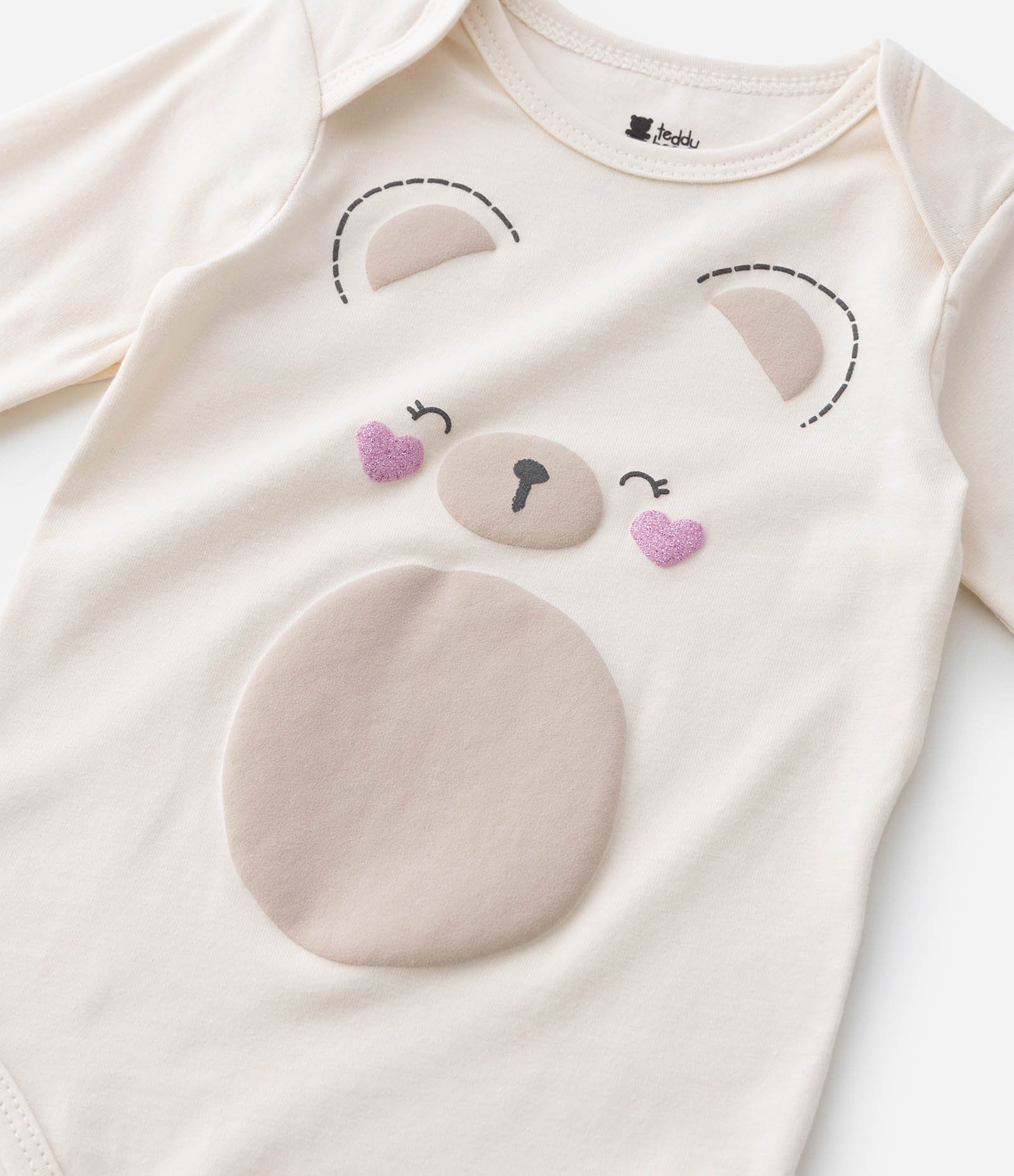 Body Infantil com Estampa de Urso - Tam 0 a 18 Meses Bege 6