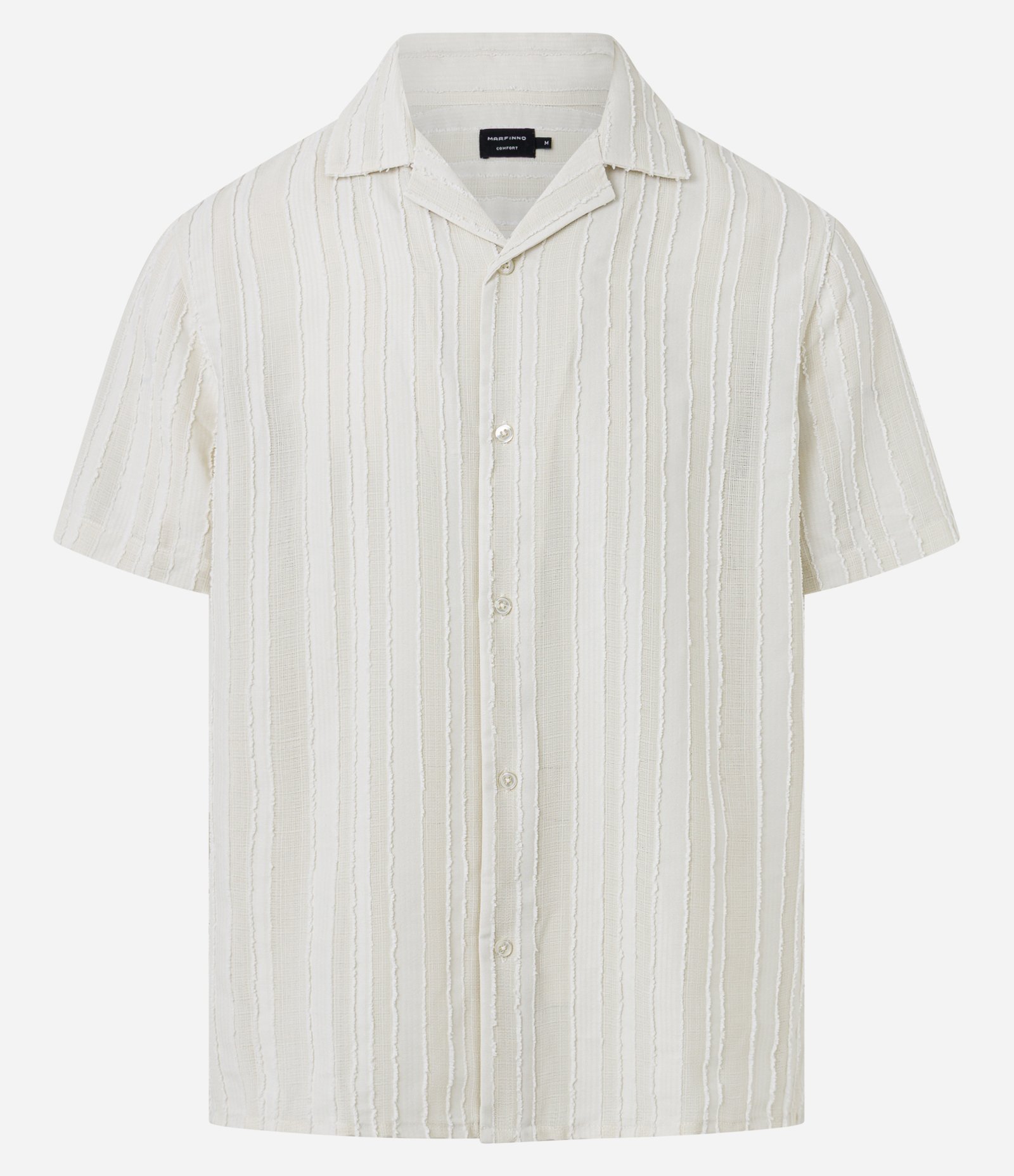 Camisa Comfort Texturizado com Listras Branco 1