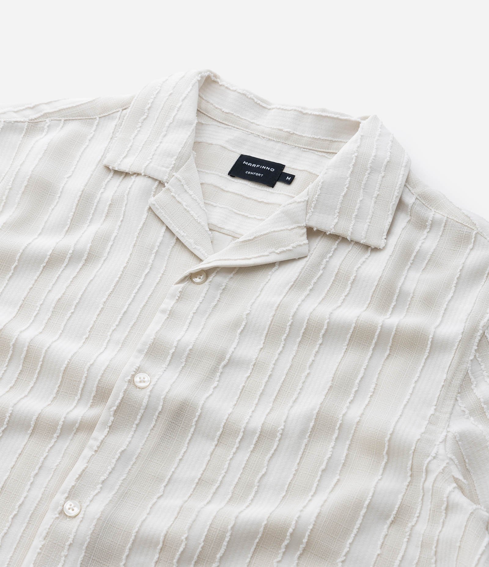 Camisa Comfort Texturizado com Listras Branco 4