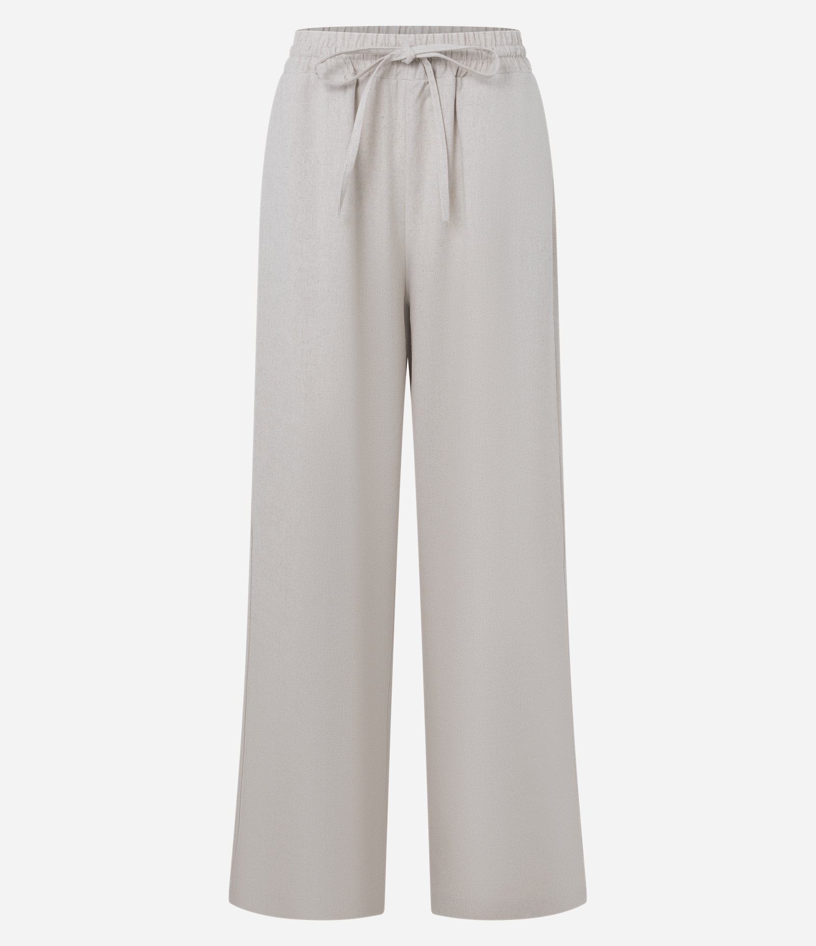 Calça Fuída em Viscolinho com Cós Elástico e Bolsos Bege 5