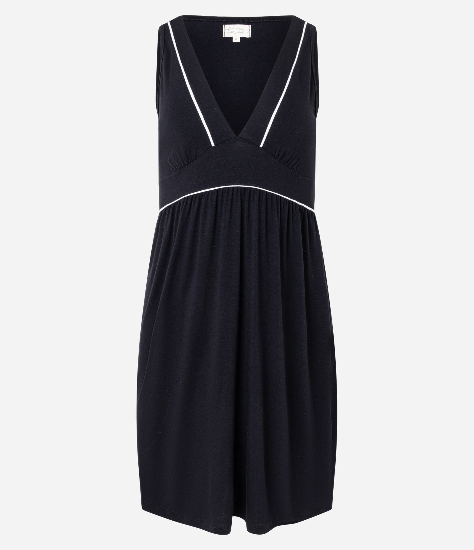 Camisola em Viscolycra com Decoe V Profundo e Viés Contrastante Preto 1