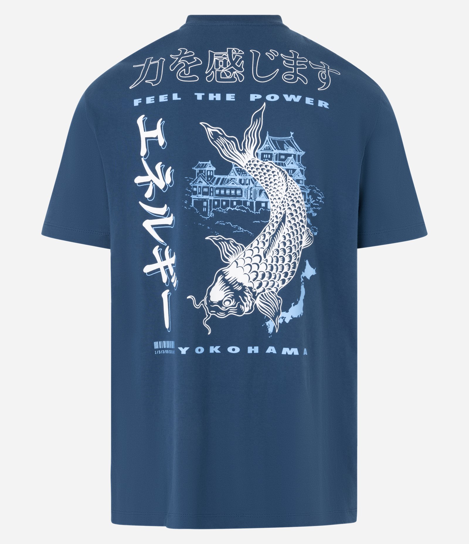 Camiseta Comfort em Algodão com Estampa de Carpa Oriental Azul 6
