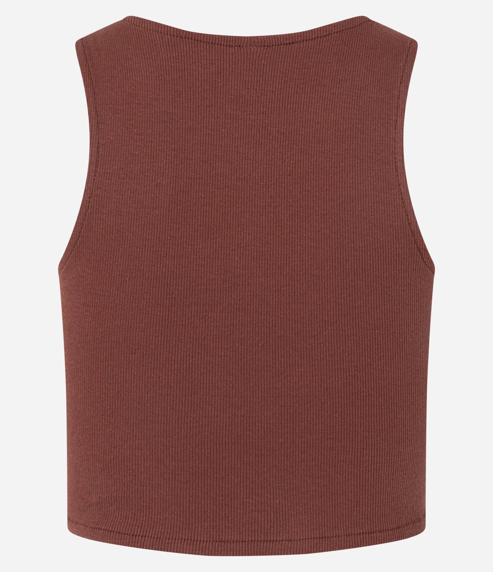 Blusa Cropped sem Manga em Algodão com Textura Canelada Marrom 7