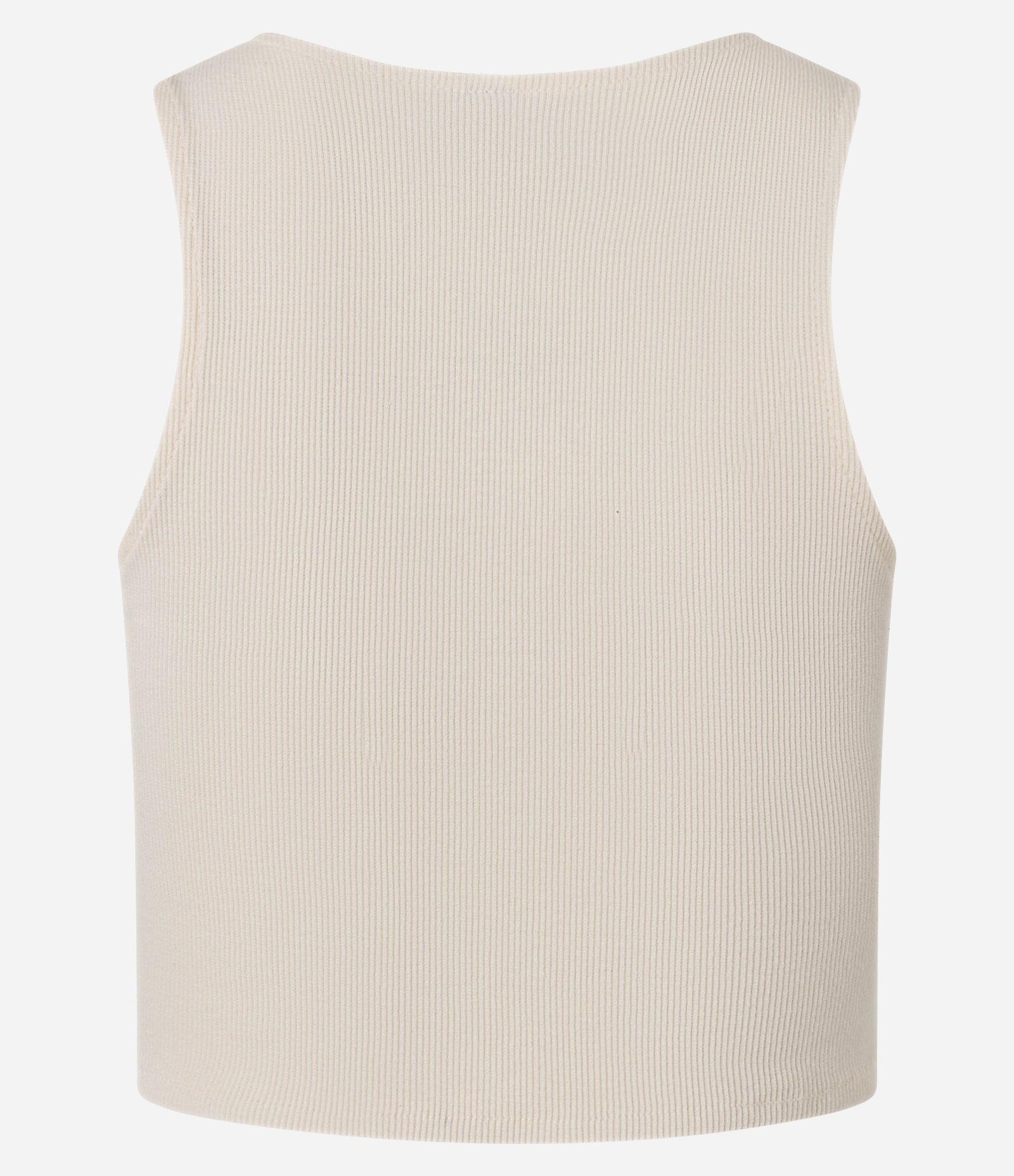 Blusa Cropped sem Manga em Algodão com Textura Canelada Bege 6