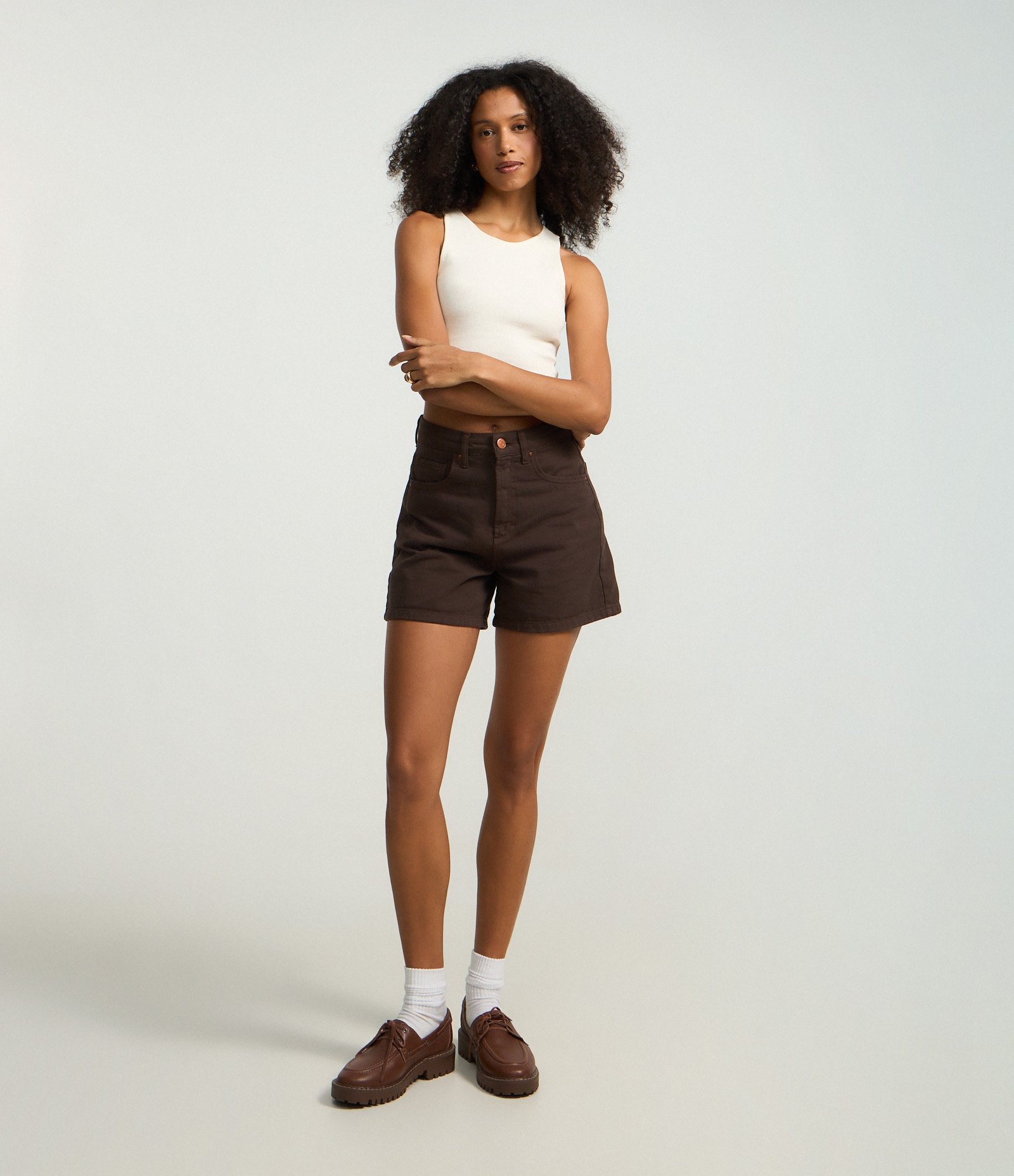 Blusa Cropped sem Manga em Algodão com Textura Canelada Bege 2