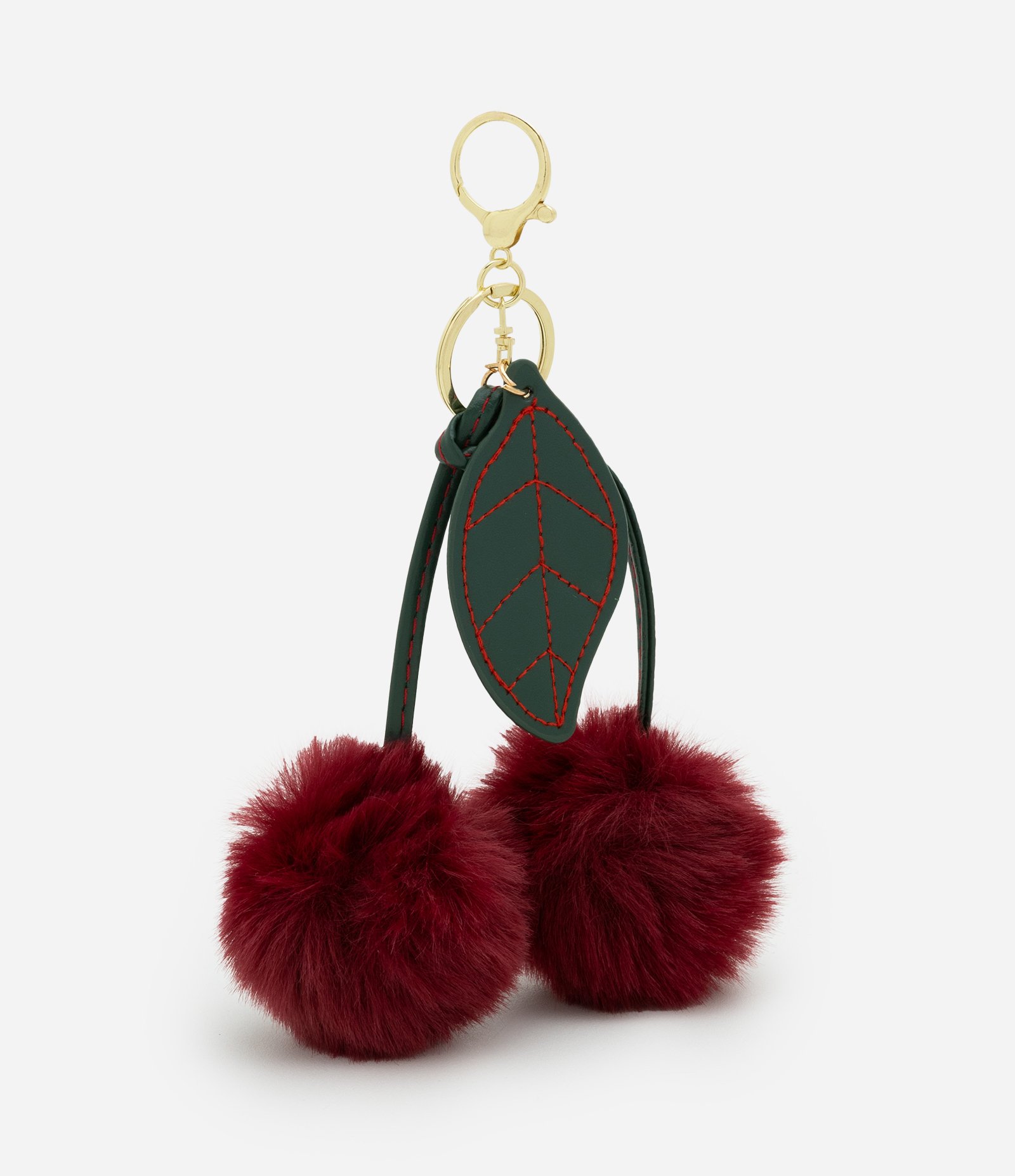 Chaveiro de Cereja com Pompons Vermelho 1