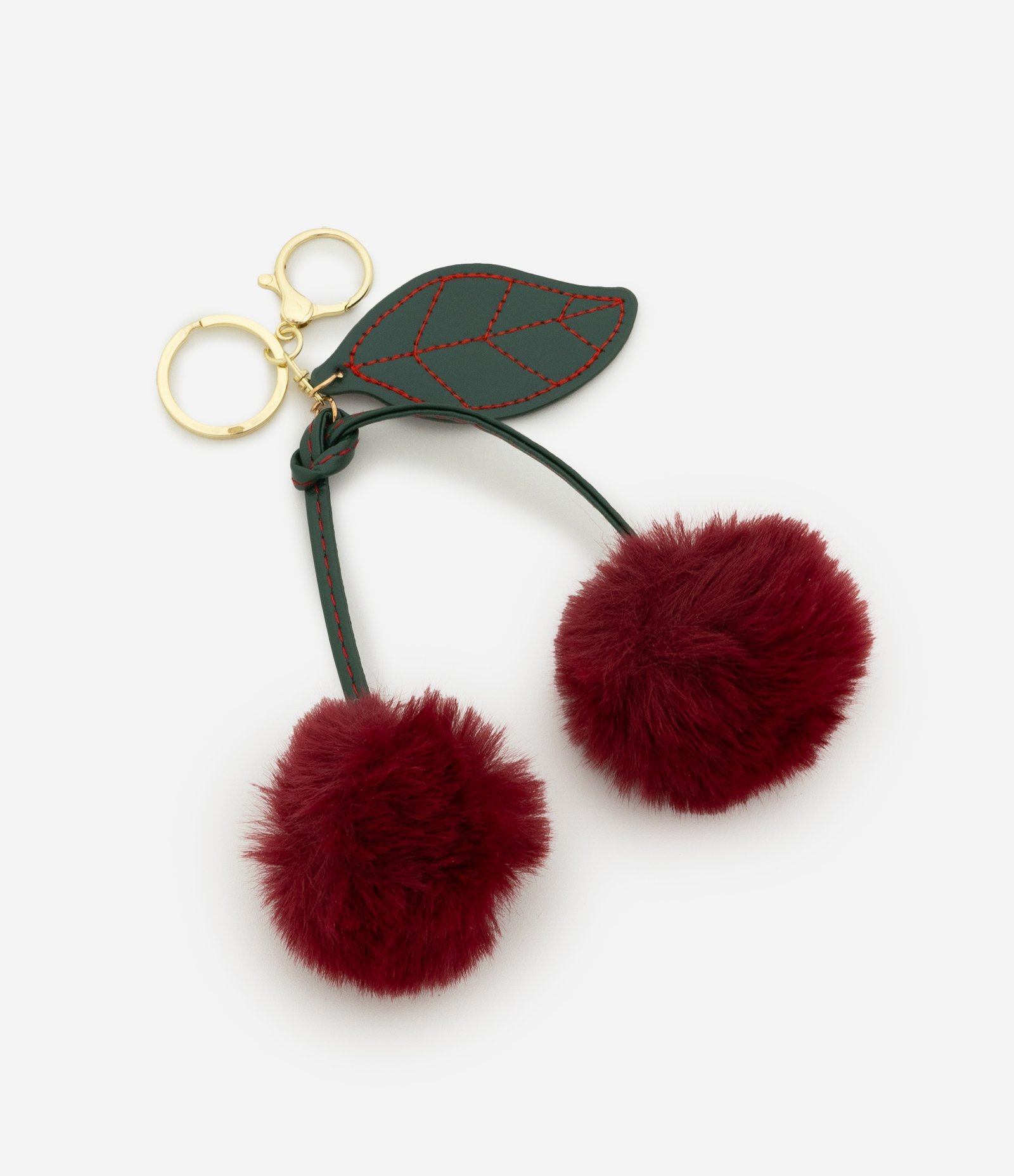 Chaveiro de Cereja com Pompons Vermelho 2