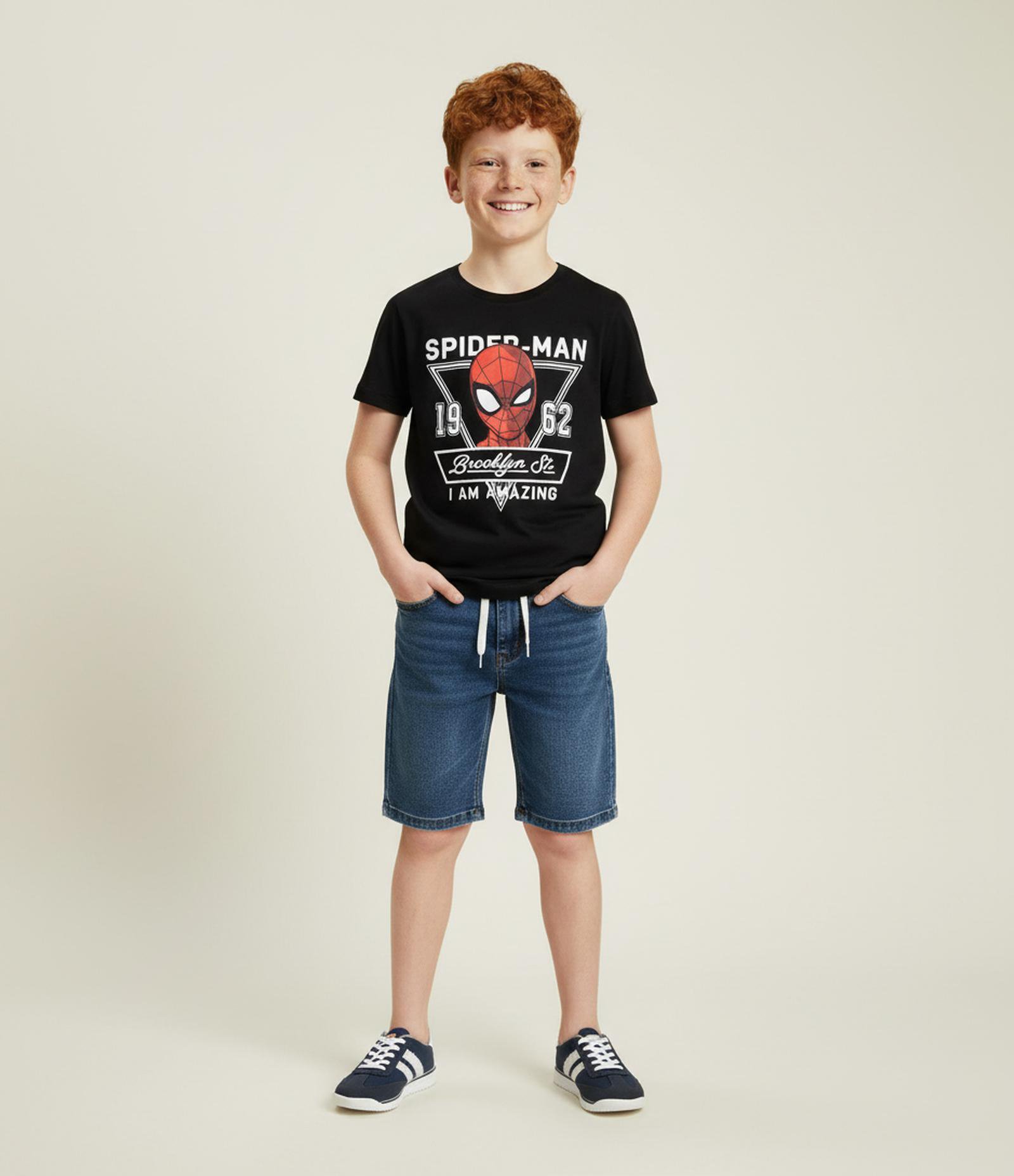 Camiseta Infantil com Estampa e Lettering Spider Man - Tam 4 a 12 Anos Preto 1