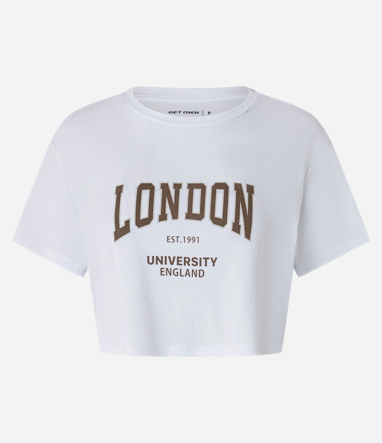 Camiseta Boxy Esportiva em Poliamida Texturizada com Estampa London Branco 5