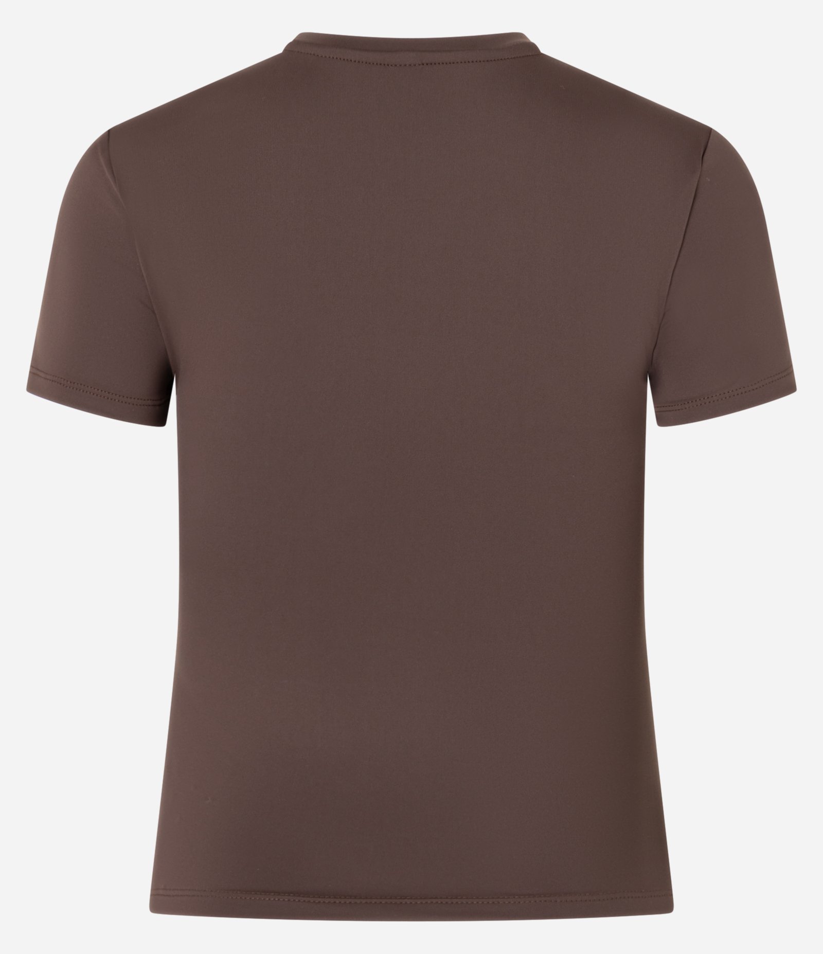 Blusa Alongada em Poliamida Básica Marrom 5