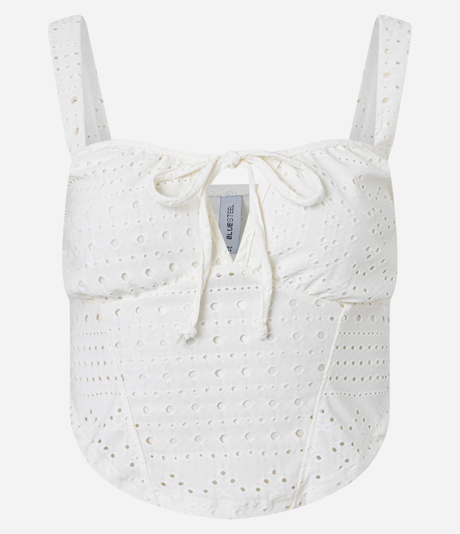 Blusa Top com Detalhe de Amarração Vazado e Texturizada Branco 5