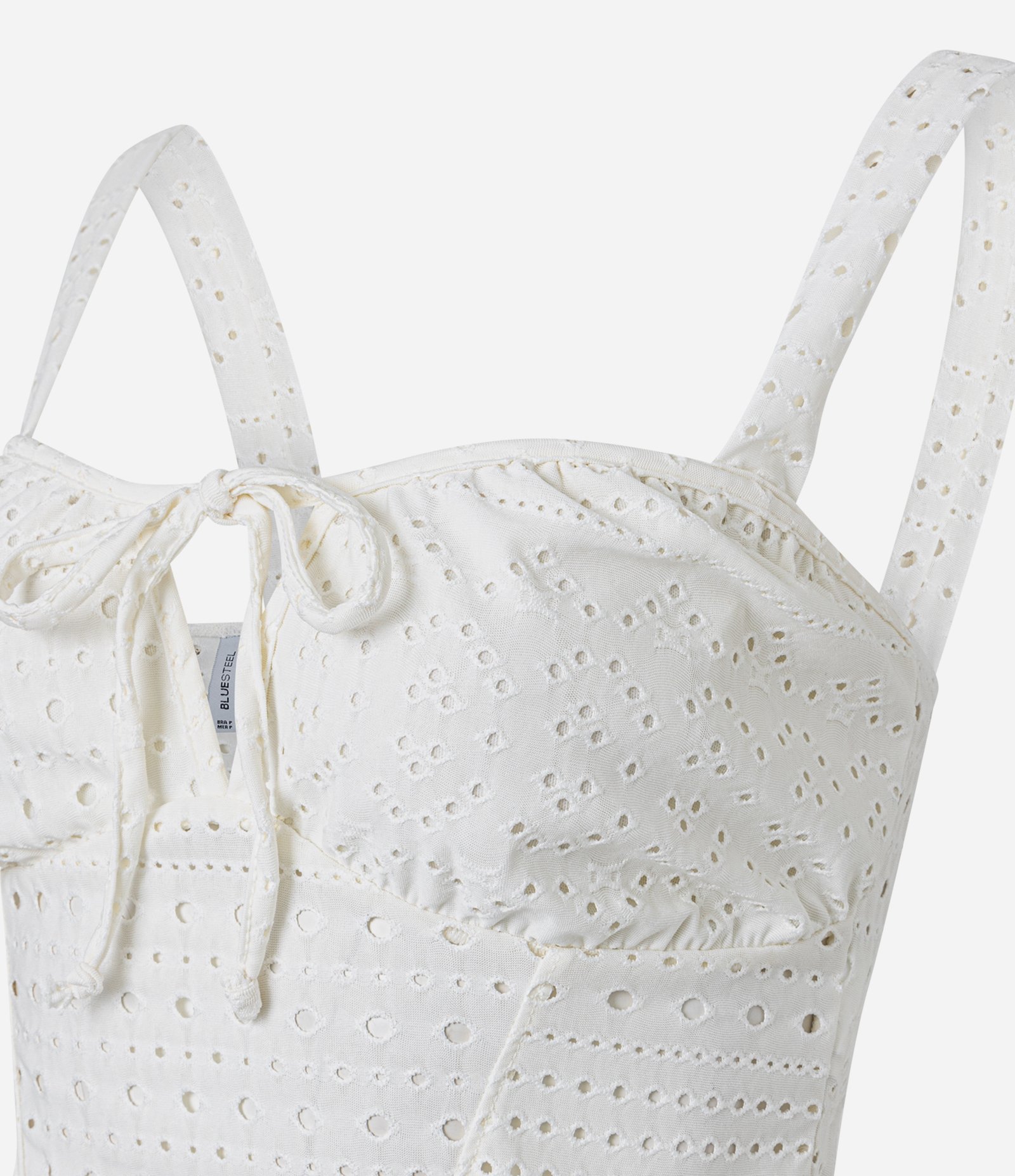 Blusa Top com Detalhe de Amarração Vazado e Texturizada Branco 6