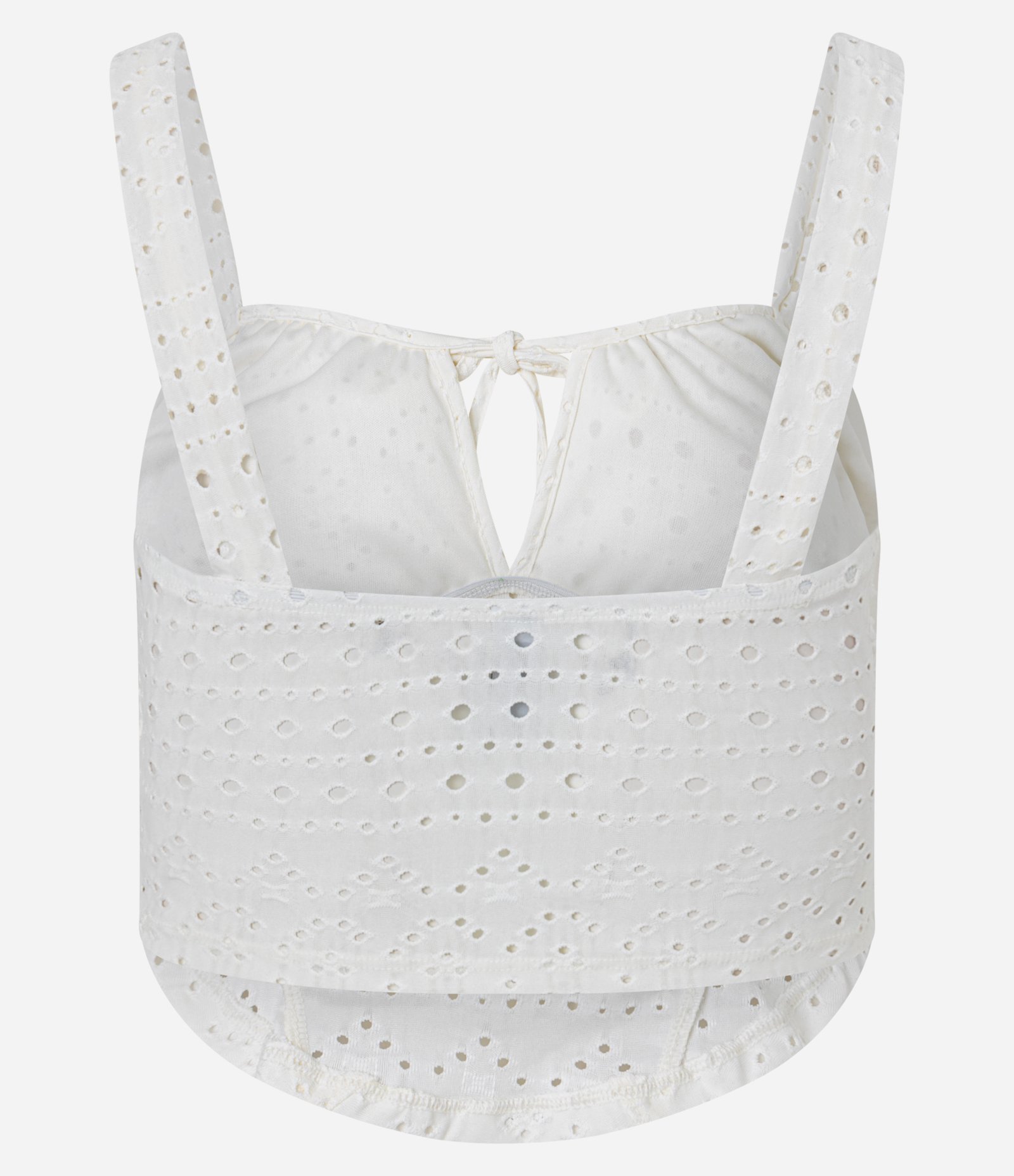 Blusa Top com Detalhe de Amarração Vazado e Texturizada Branco 7