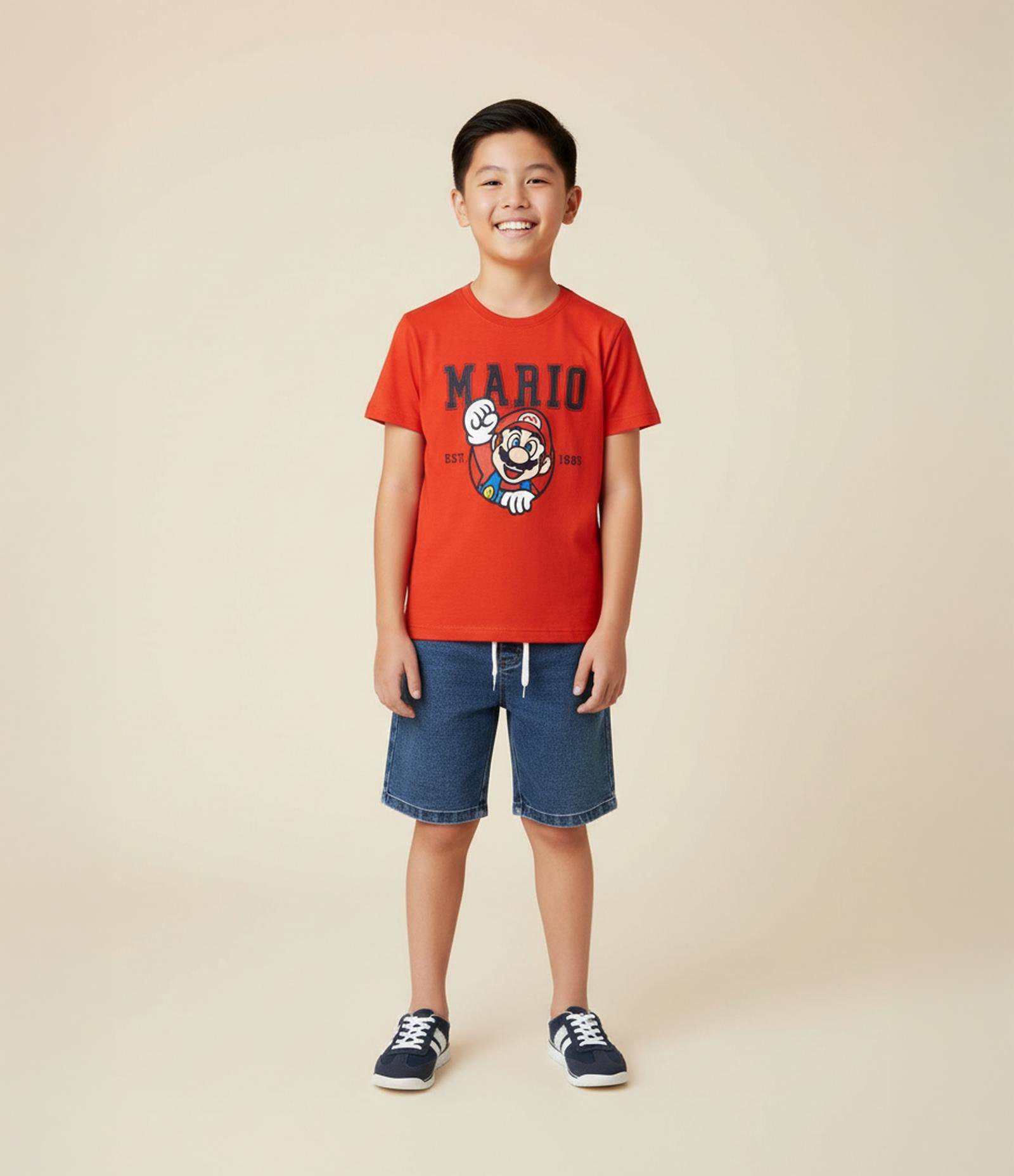 Camiseta Infantil com Estampa Mario de Nintendo - Tam 4 a 10 Anos Vermelho 1