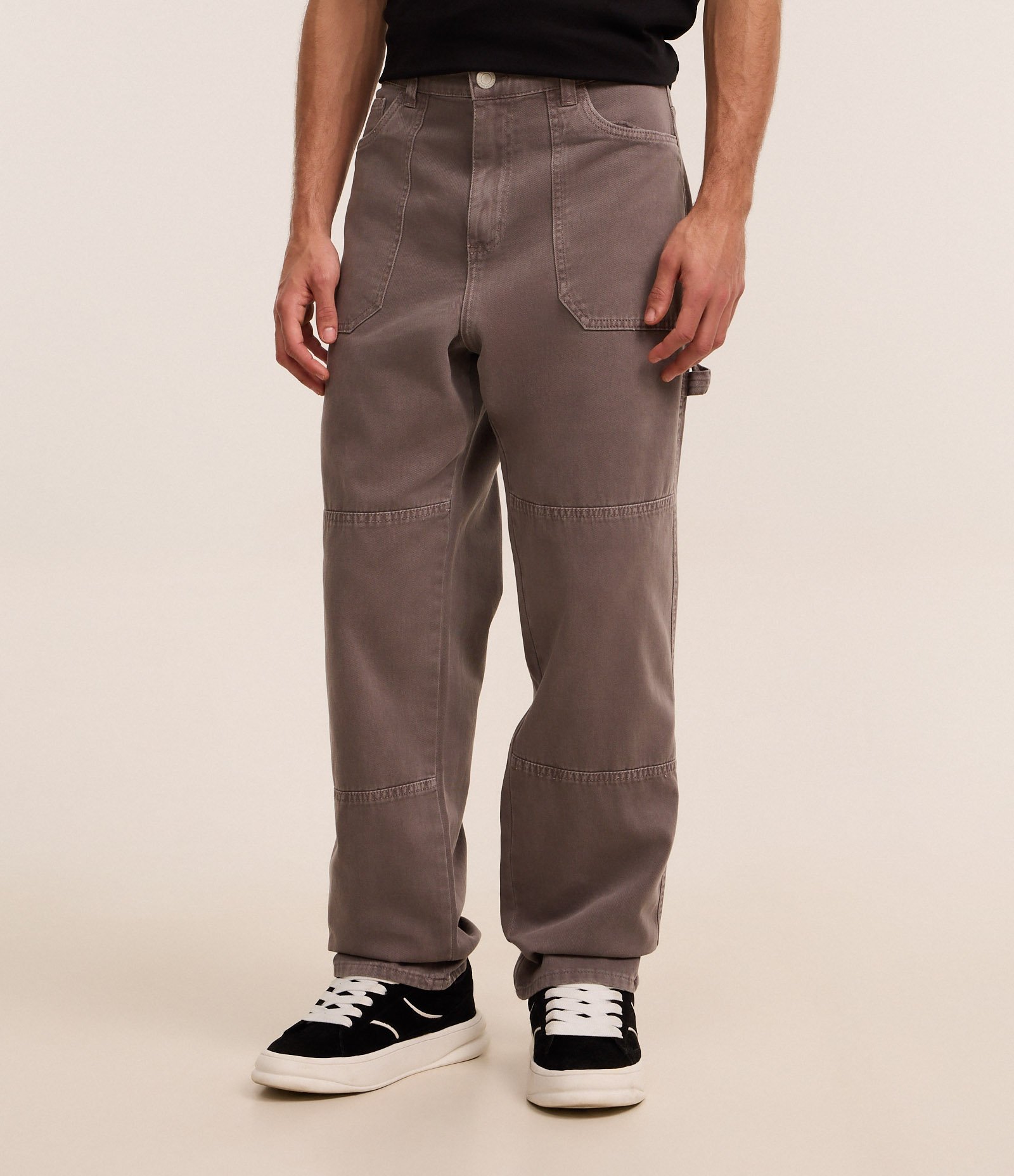 Calça Baggy em Sarja Marmorizada Cinza 2