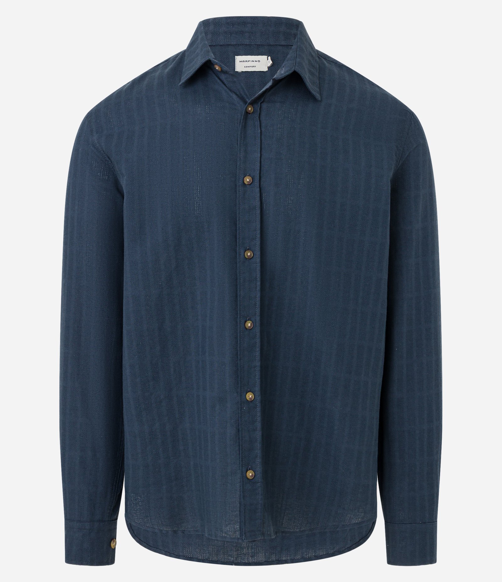 Camisa Comfort em Algodão com Textura Maquinetada Azul 5