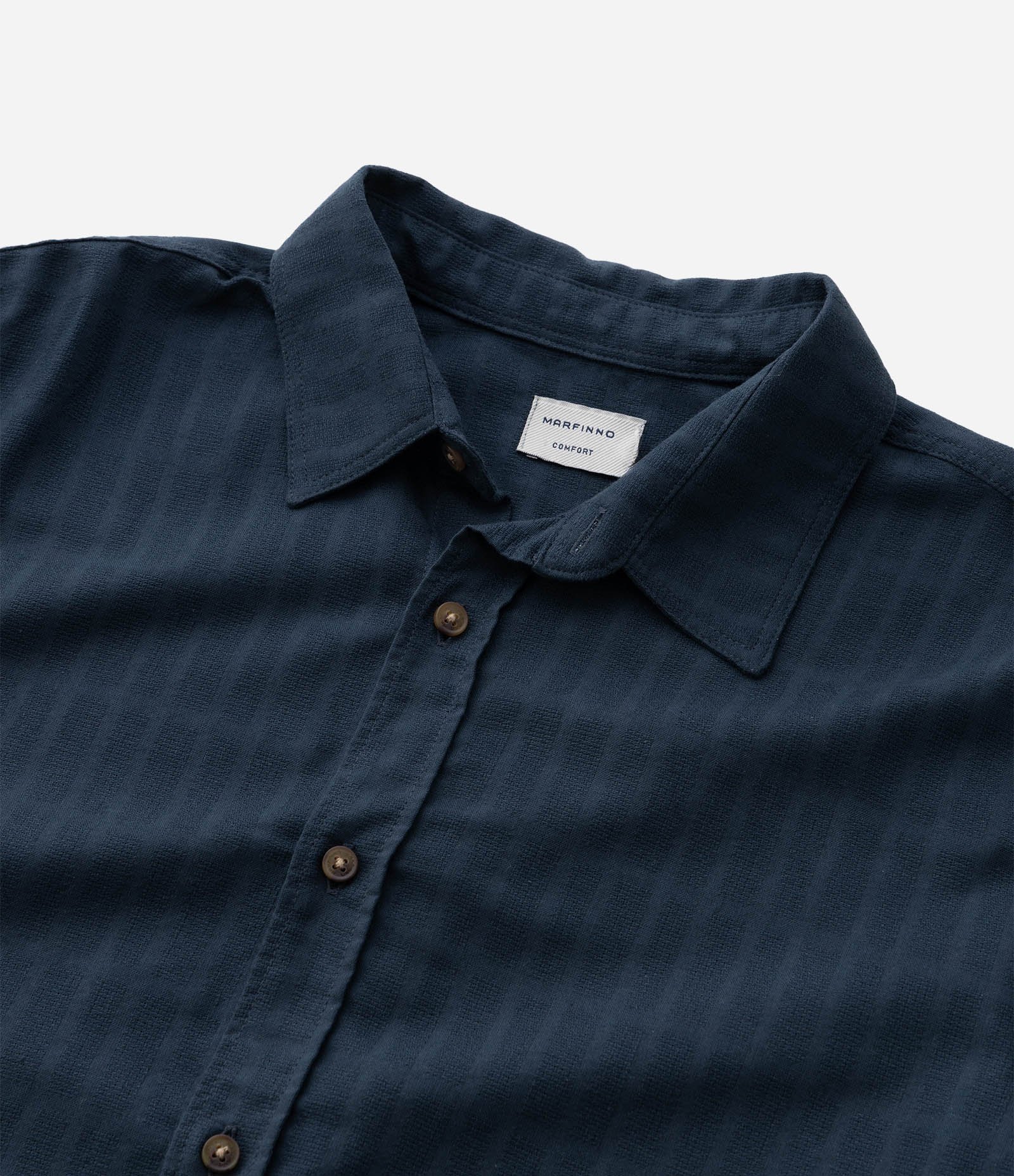 Camisa Comfort em Algodão com Textura Maquinetada Azul 9