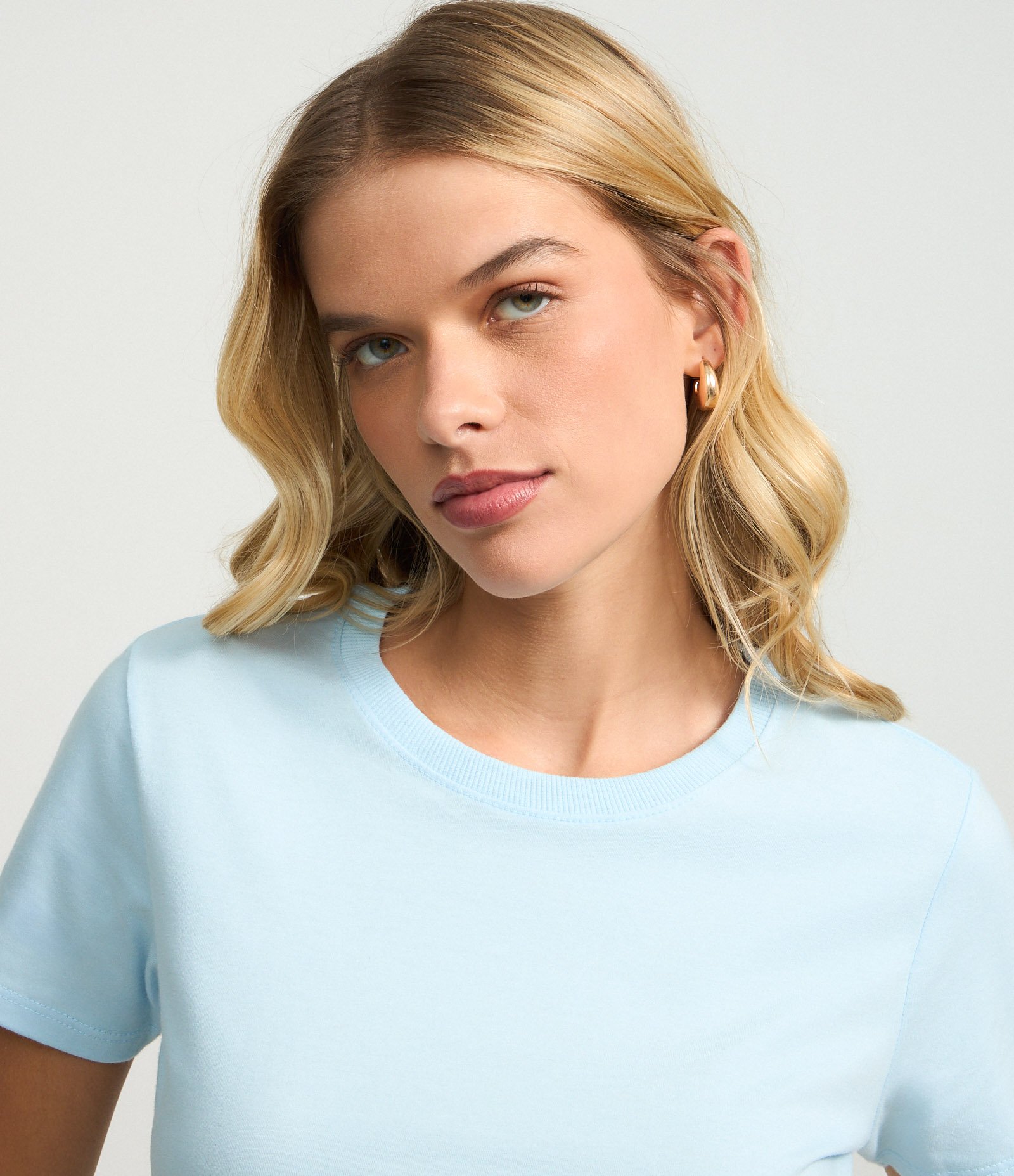 Camiseta Regular Básica em Algodão Azul Bebê 4