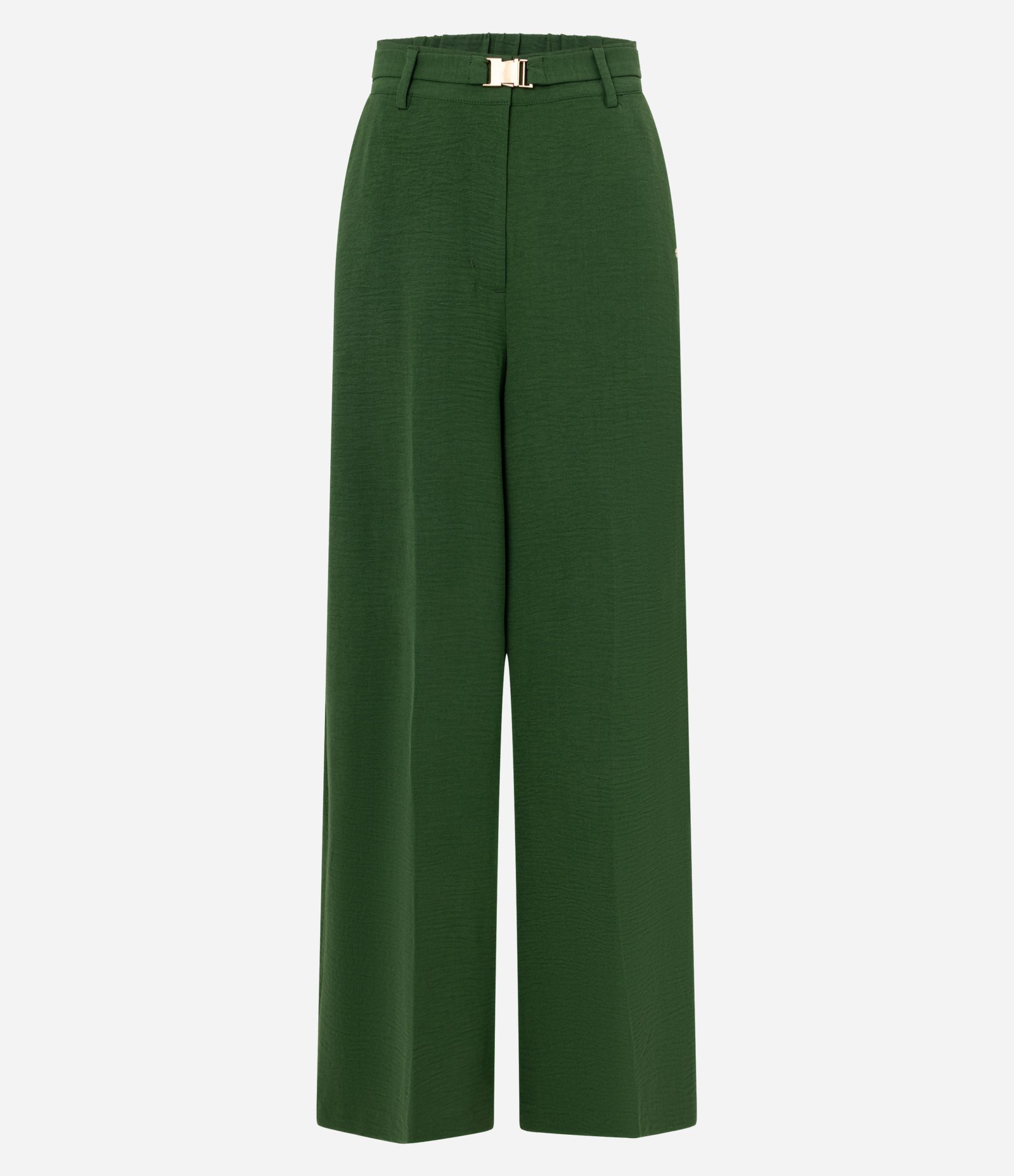 Calça Wide Leg em Airflow com Cinto e Fivela Verde 1