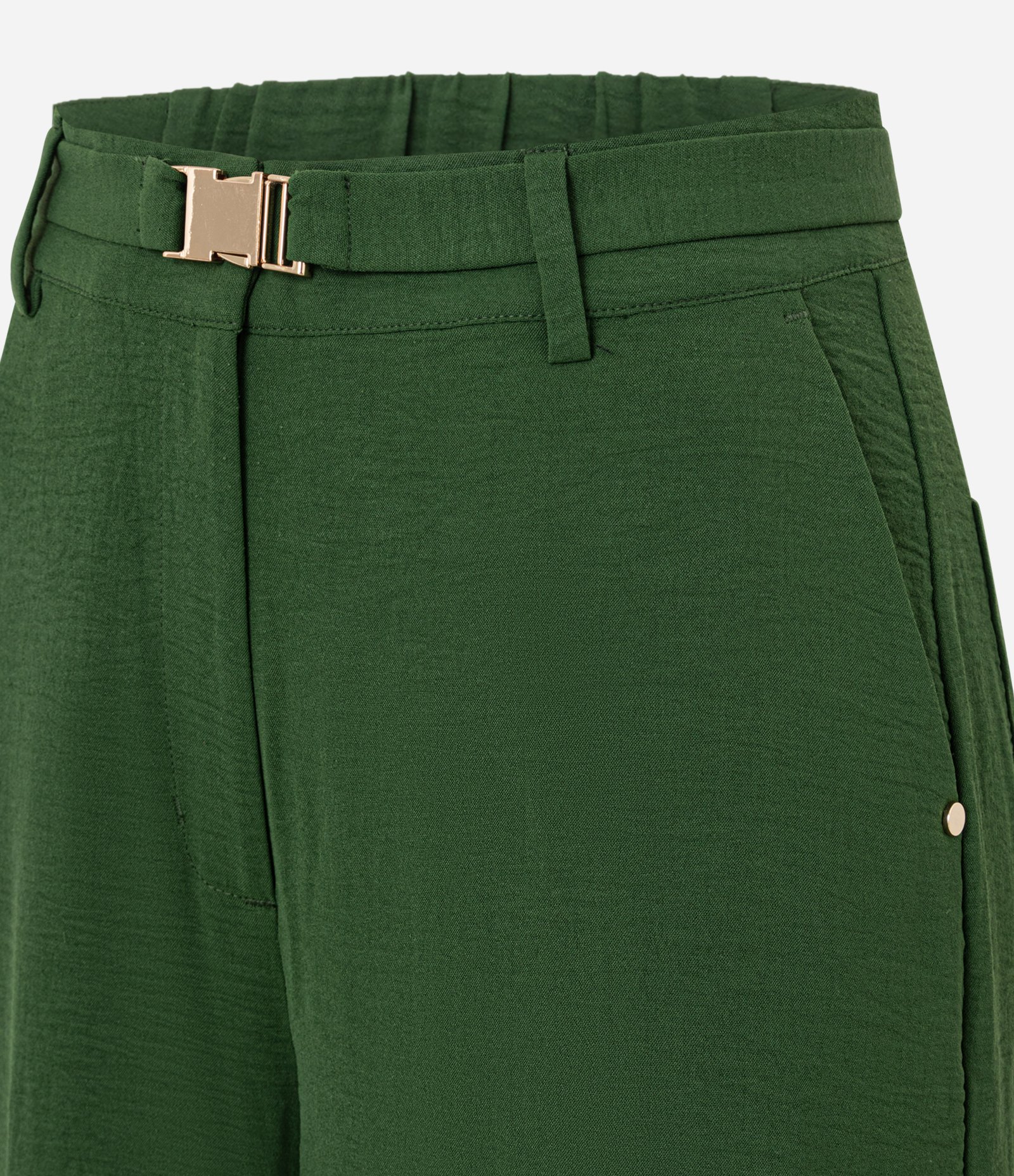 Calça Wide Leg em Airflow com Cinto e Fivela Verde 2