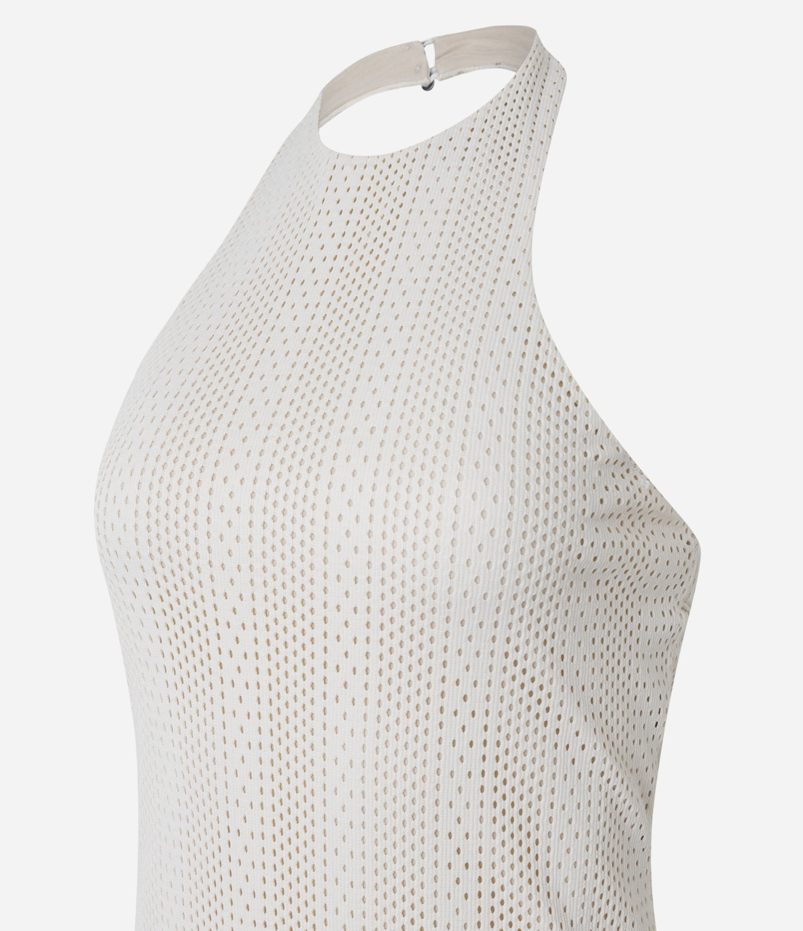 Vestido Midi em Poliamida Texturizada com Decote Frente Única Off White 8