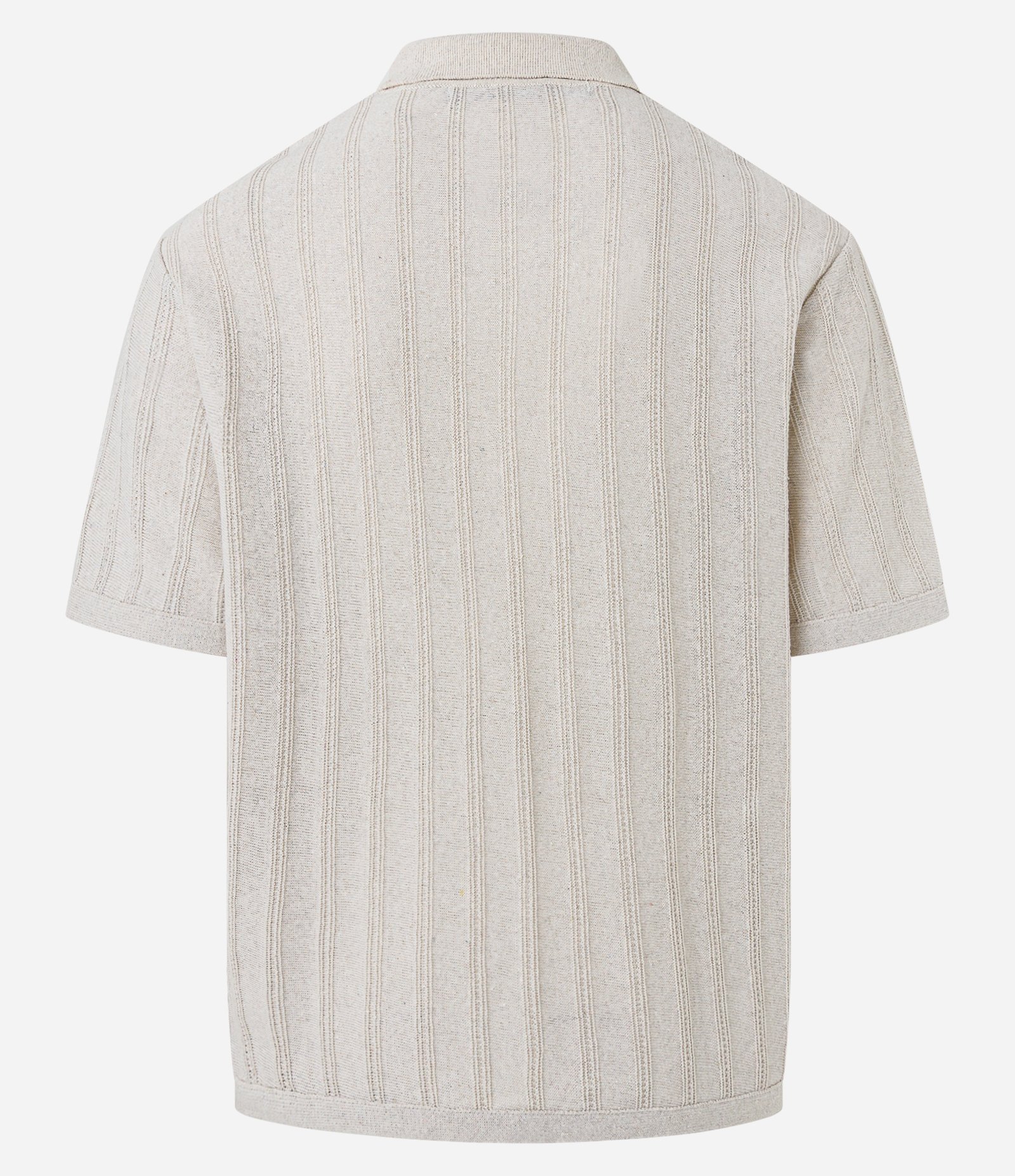 Camisa Boxy em Tricot Liso com Gola Bowling Bege 7