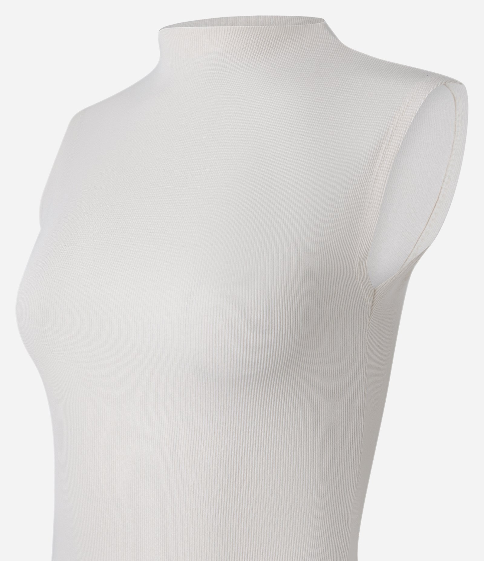 Blusa Canelada em Ribana com Golinha Alta Off White 6