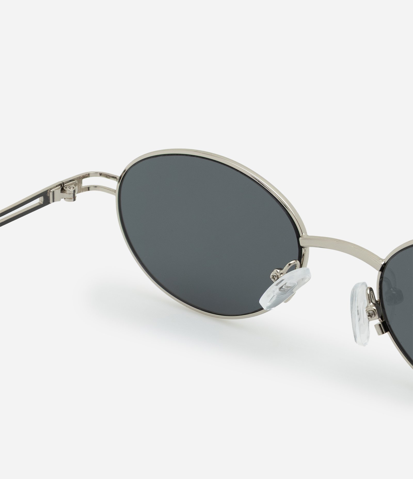 Óculos de Sol Redondo em Metal com Detalhe Lateral Prata 3