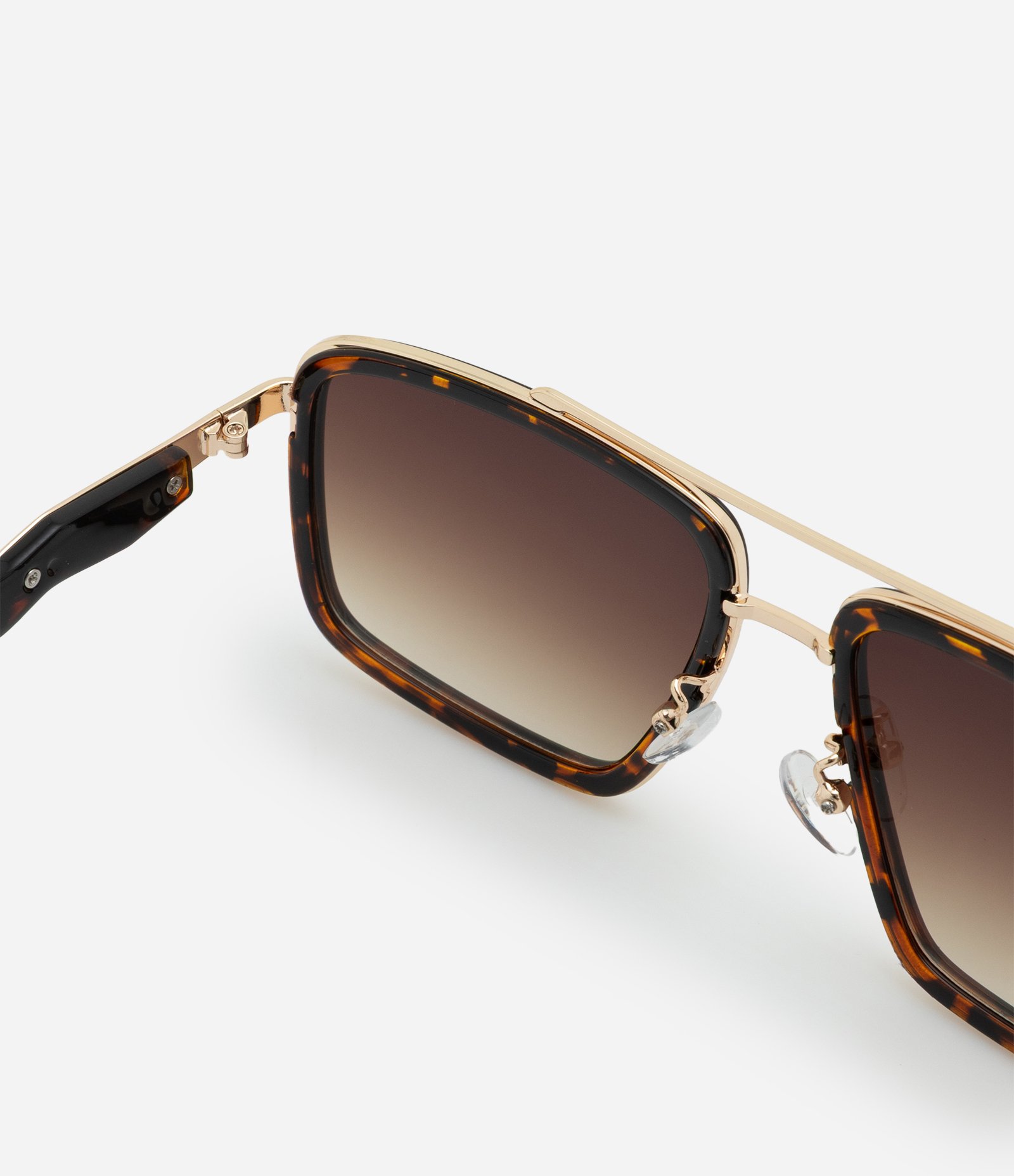 Óculos de Sol Quadrado com Ponte Dupla Dourado 3