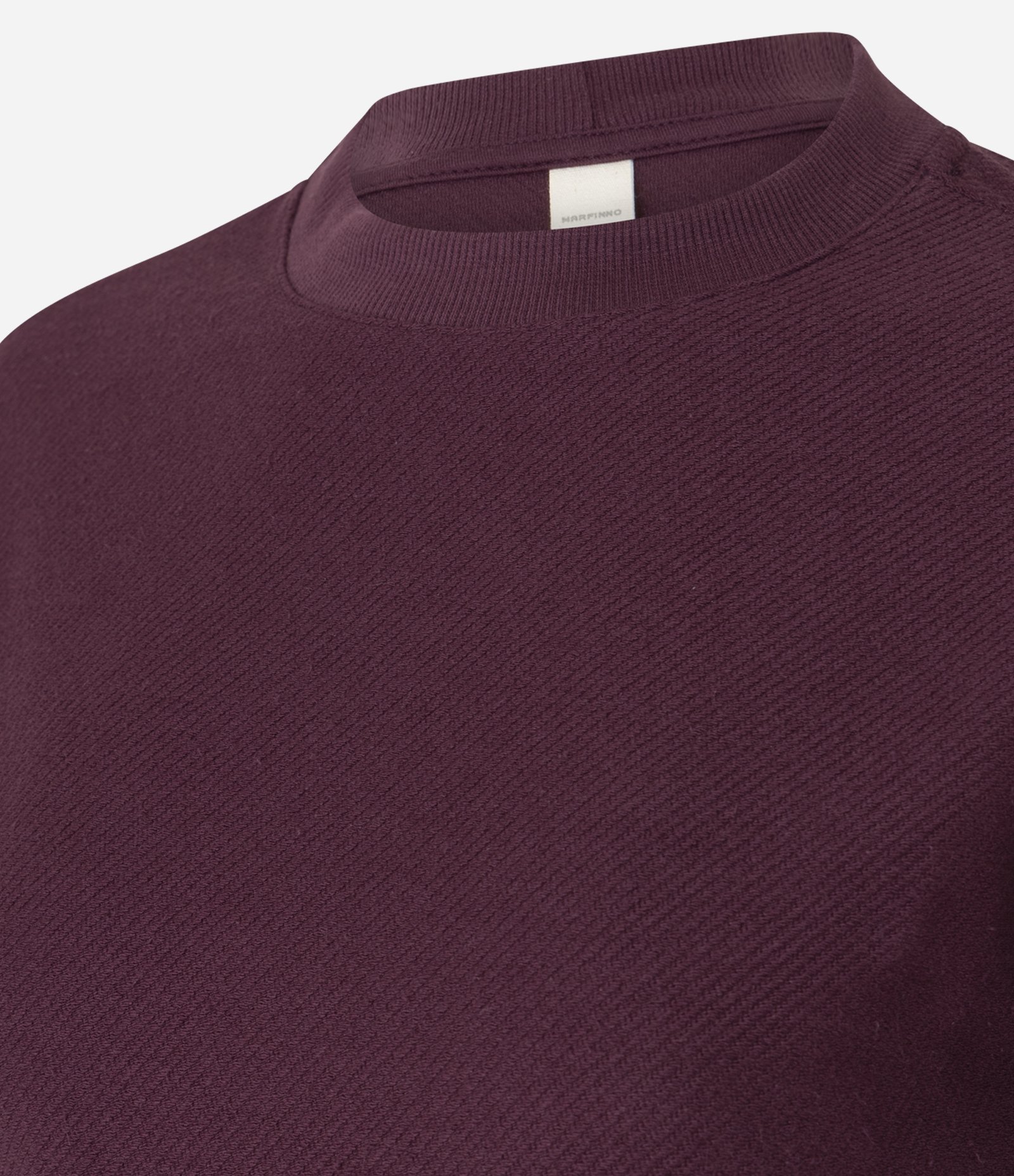 Casaco em Moletom com Efeito de Sarja e Gola Redonda Bordô 6