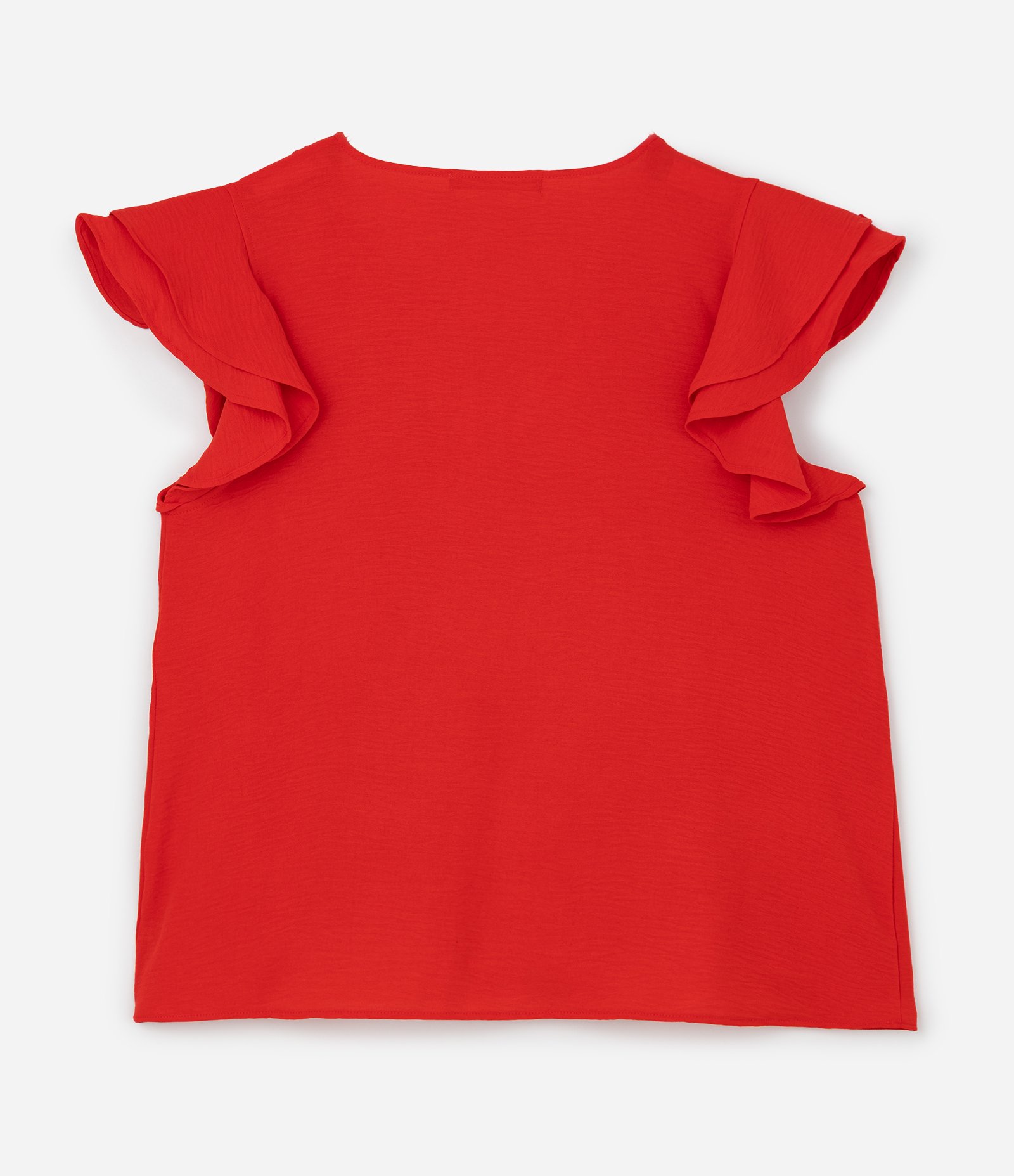 Blusa em Crepe com Babado Duplo no Ombro Curve & Plus Size Vermelho 5