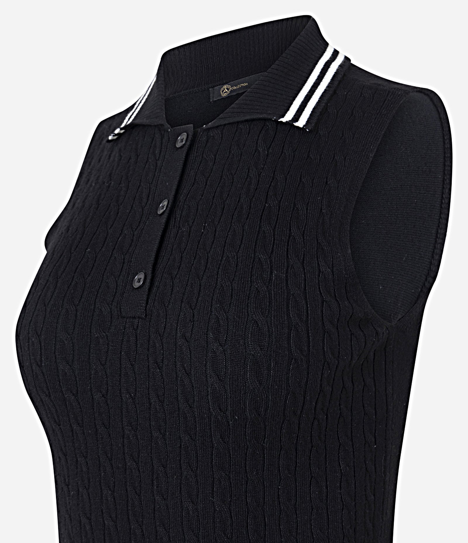 Blusa Manga Curta com Gola Polo em Tricô Preto 2