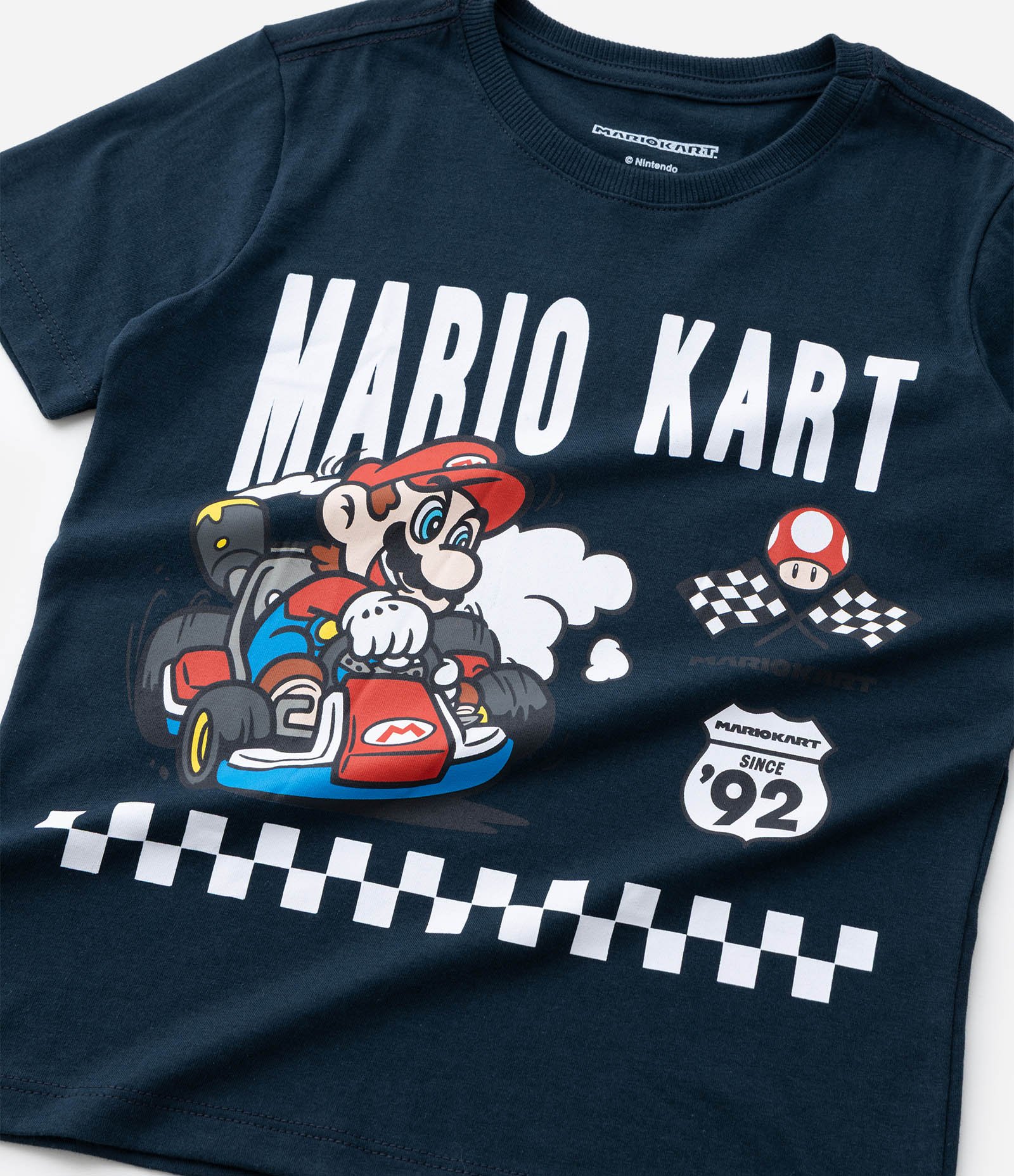 Camiseta Infantil com Estampa Corrida Mario Kart Speed Trial -Tam 4 a 10 anos Azul Escuro 5