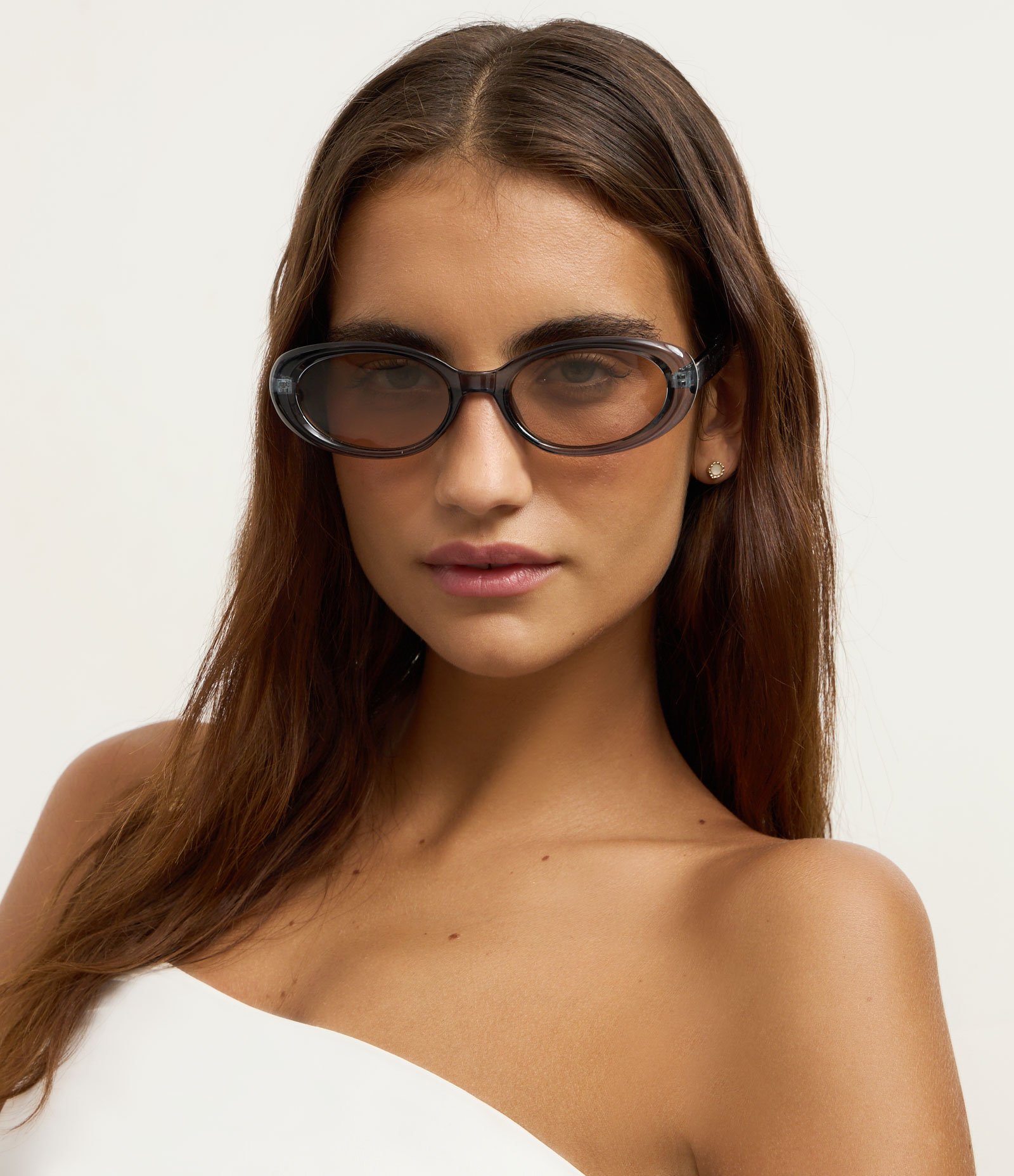 Óculos de Sol Redondo Ovalado com Haste Fina Azul 5