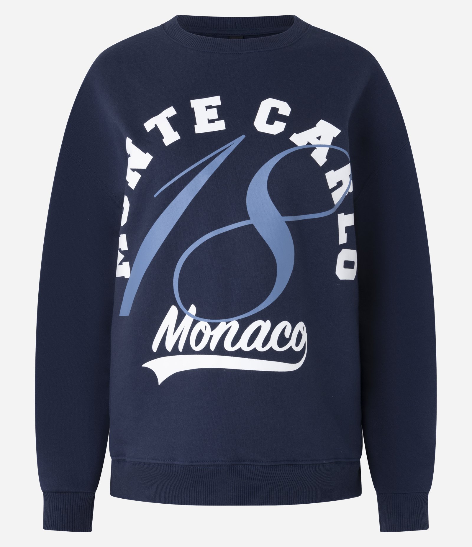 Casaco Fechado Alongado em Moletom com Felpa e Estampa Monte Carlo Azul Marinho 4