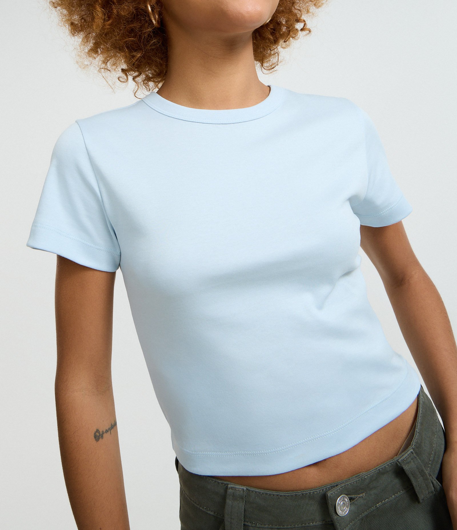 Blusa Cropped em Algodão Interlock Azul 4