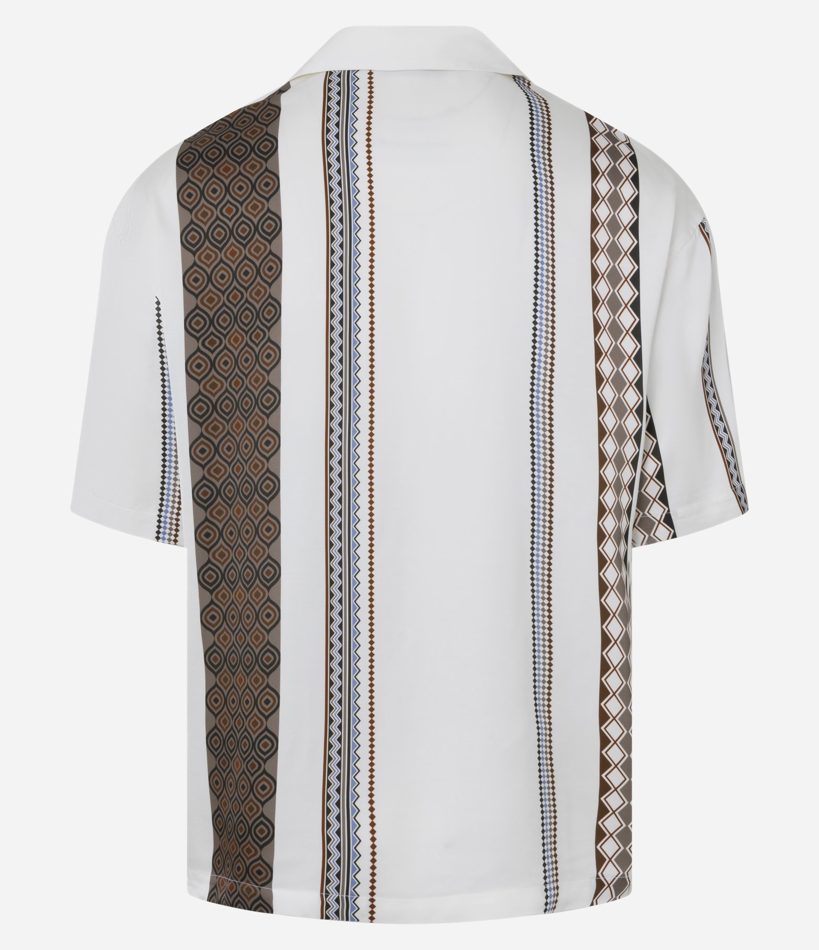 Camisa Relaxed em Viscose com Listras Geométricas Branco 5