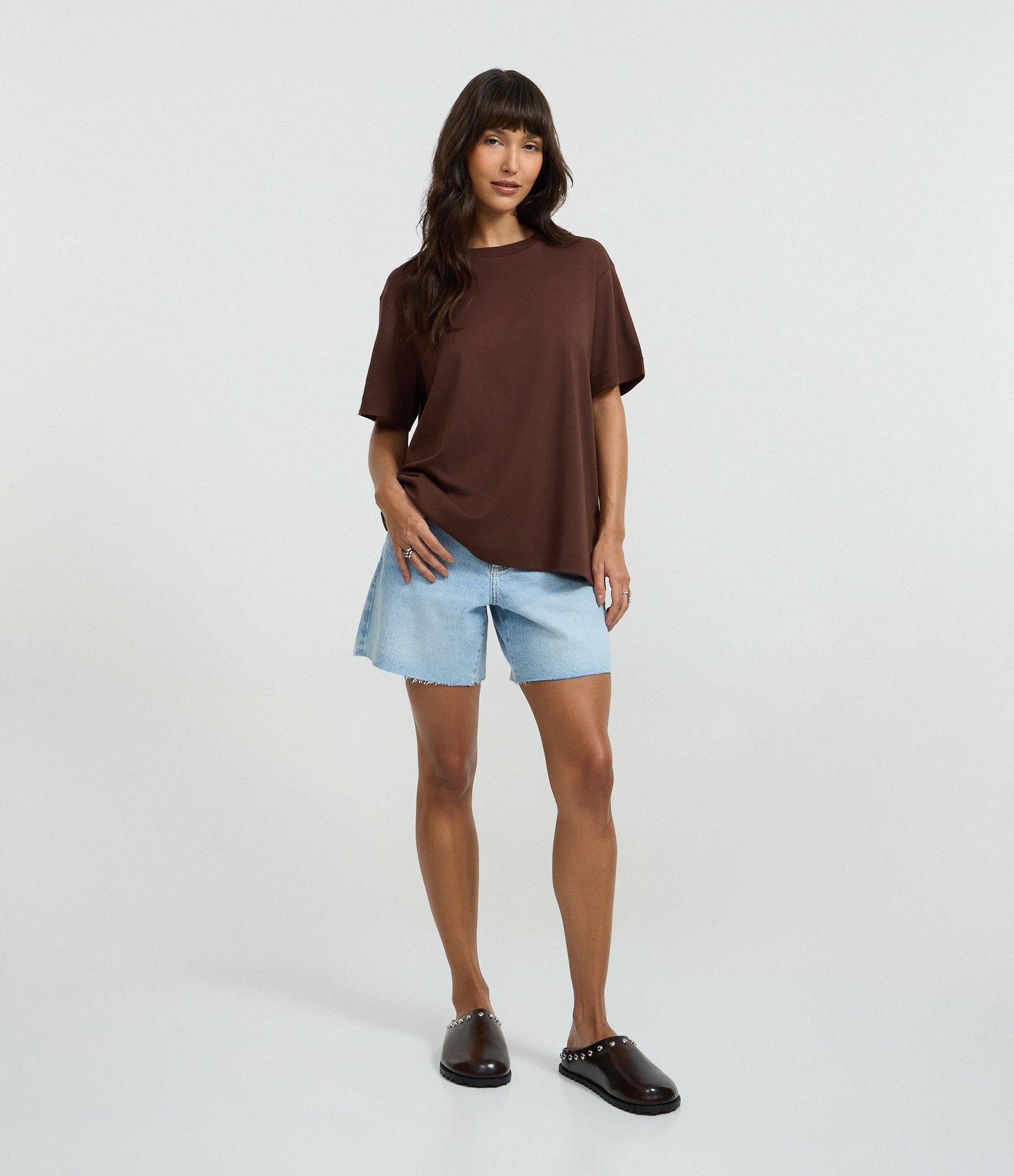 Camiseta Boxy em Algodão com Manga Curta Marrom 2