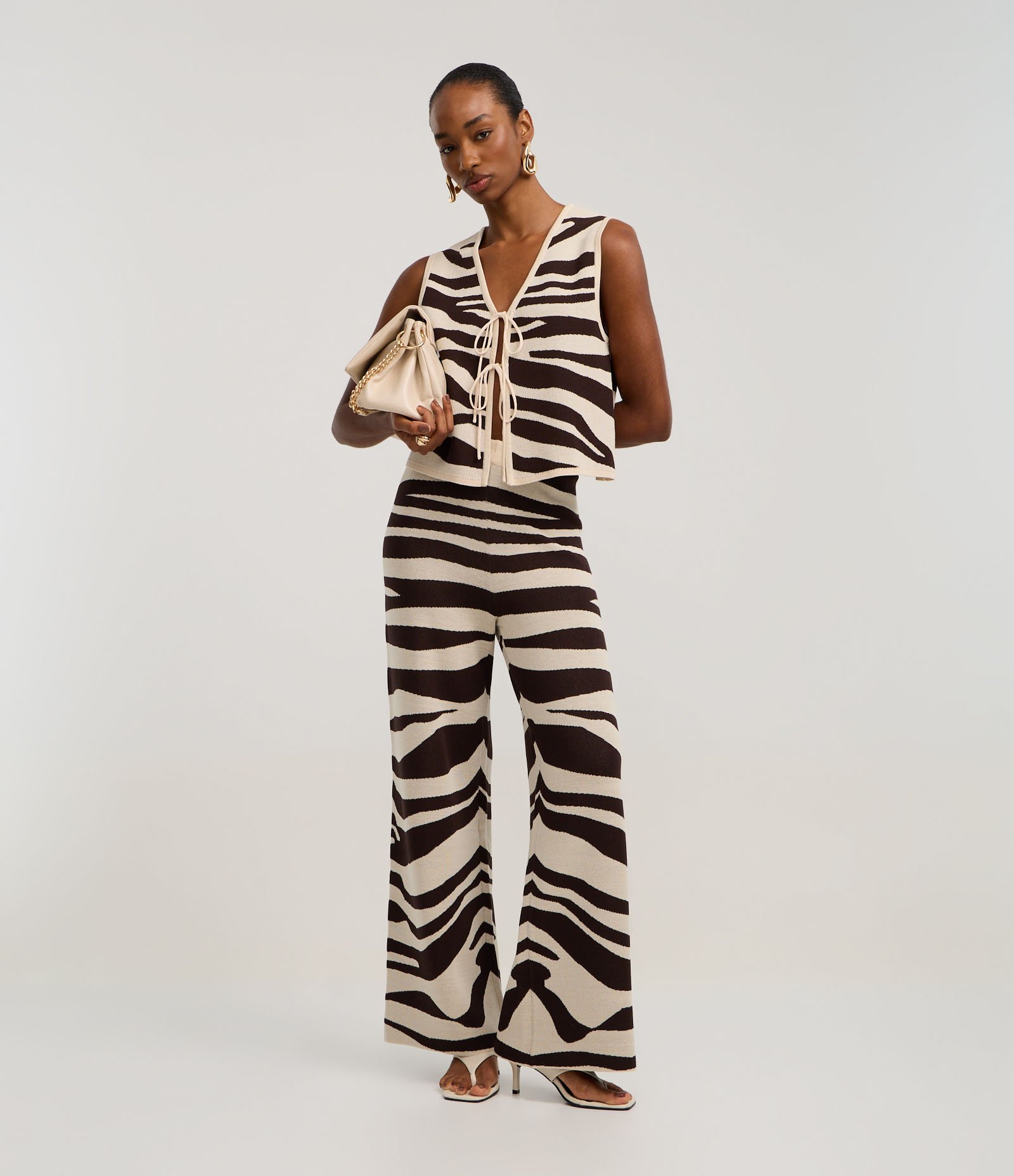 Blusa em Tricô com Amarração e Estampa Zebra Multicores 2