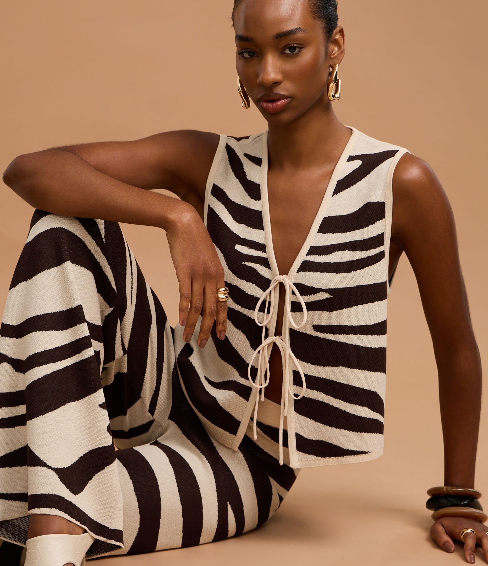 Blusa em Tricô com Amarração e Estampa Zebra Multicores 5