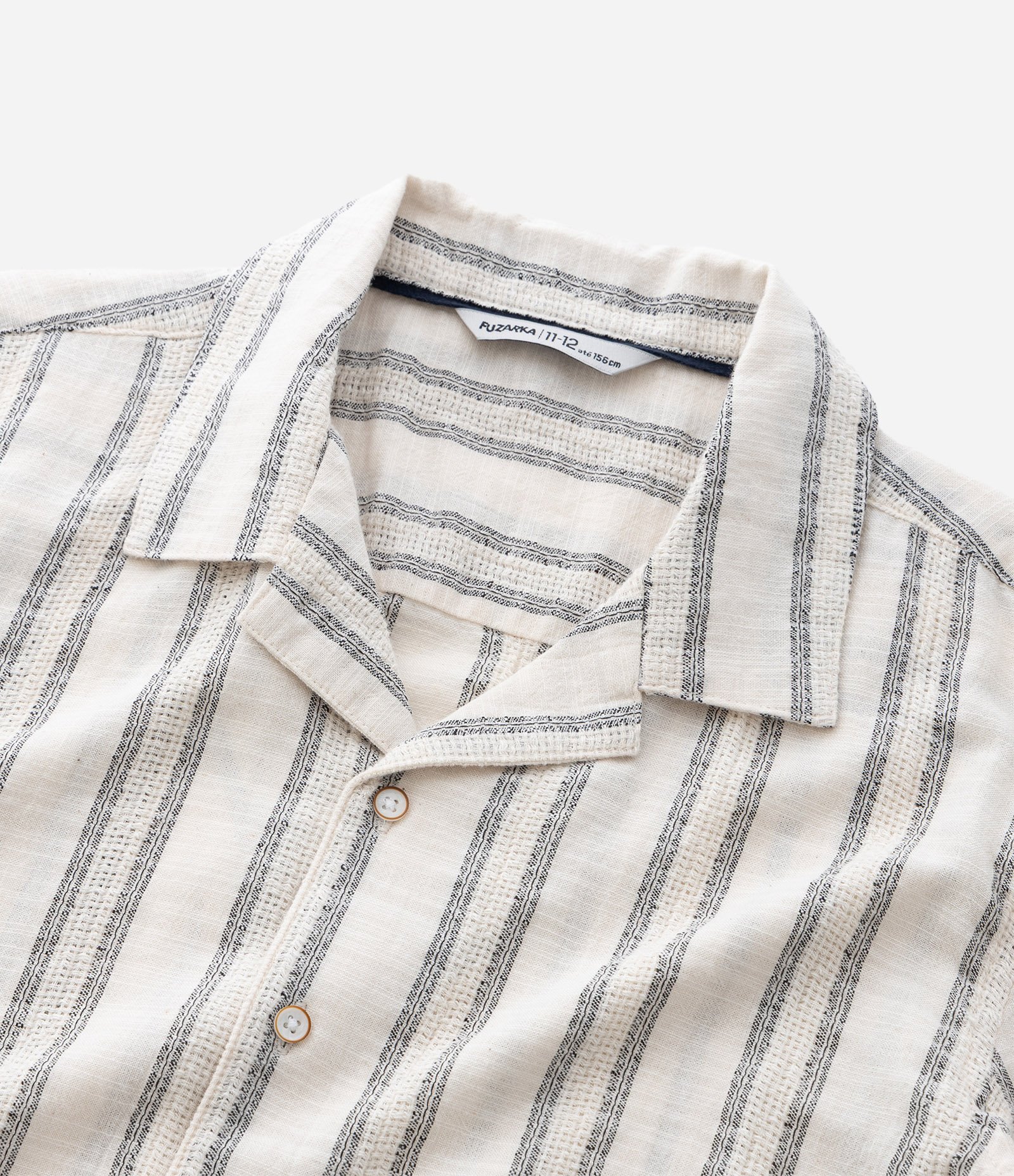 Camisa Infantil Com Listra Texturizada - Tam 5 A 14 Anos Bege Claro 4