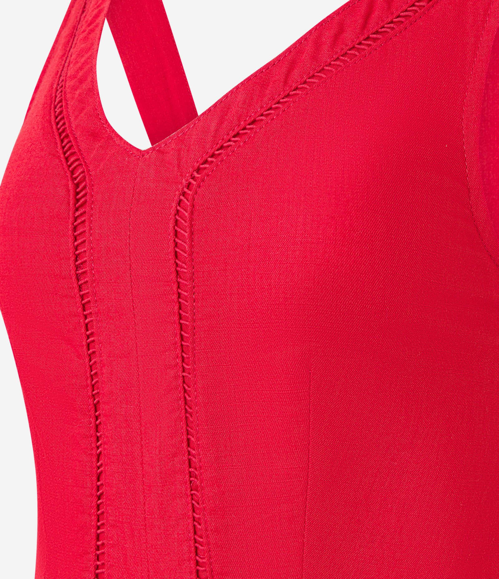 Macacão Longo em Sarja com Detalhe Entremeio Vermelho 6