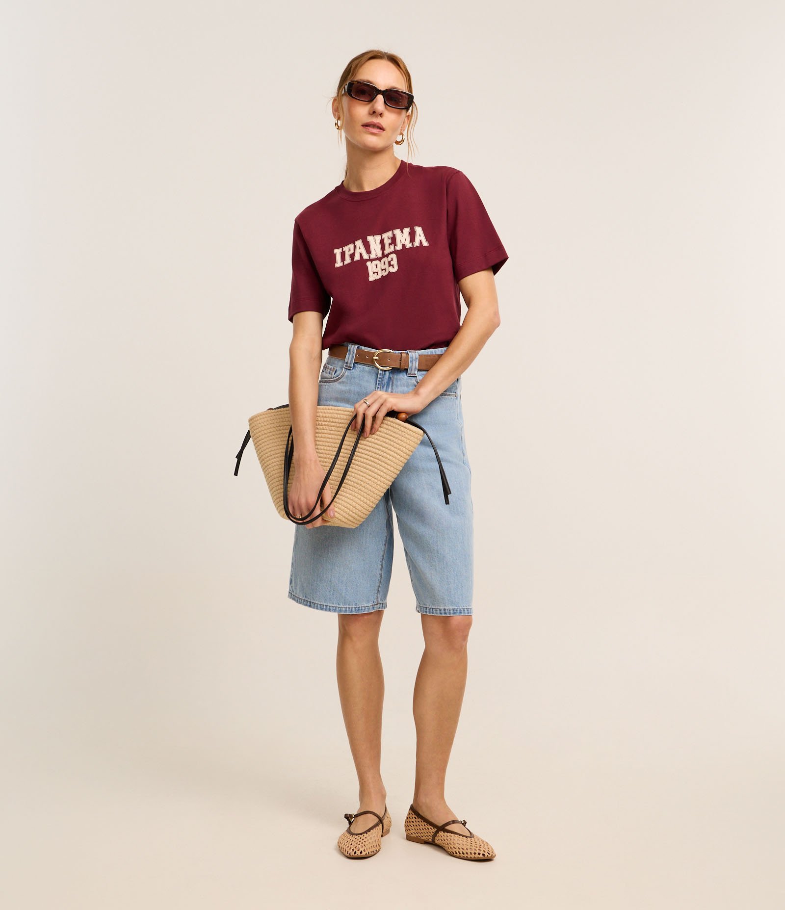 Blusa em Algodão com Lettering Ipanema 1993 Bordô 2