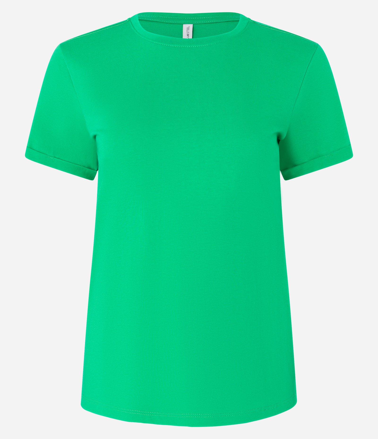 Camiseta Regular em Algodão com Manga Dobrada Verde 4