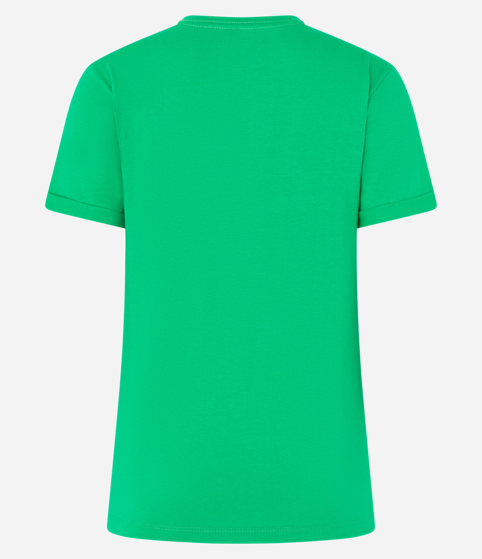 Camiseta Regular em Algodão com Manga Dobrada Verde 5